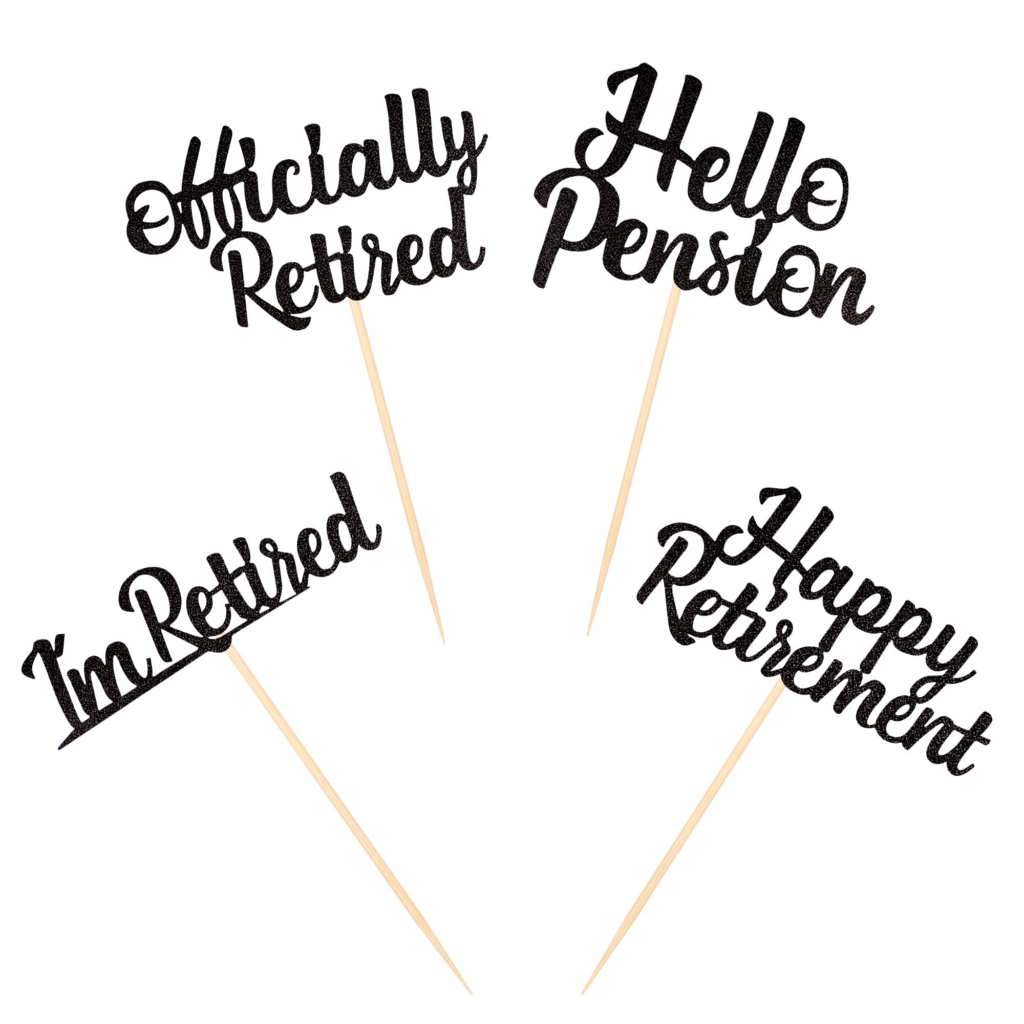 Buy Rsstarxi 24 Pack Happy Retirement Cupcake Toppers Black Glitter I m buy-rsstarxi-24-pack-happy-retirement-cupcake-toppers-black-glitter-i-m
