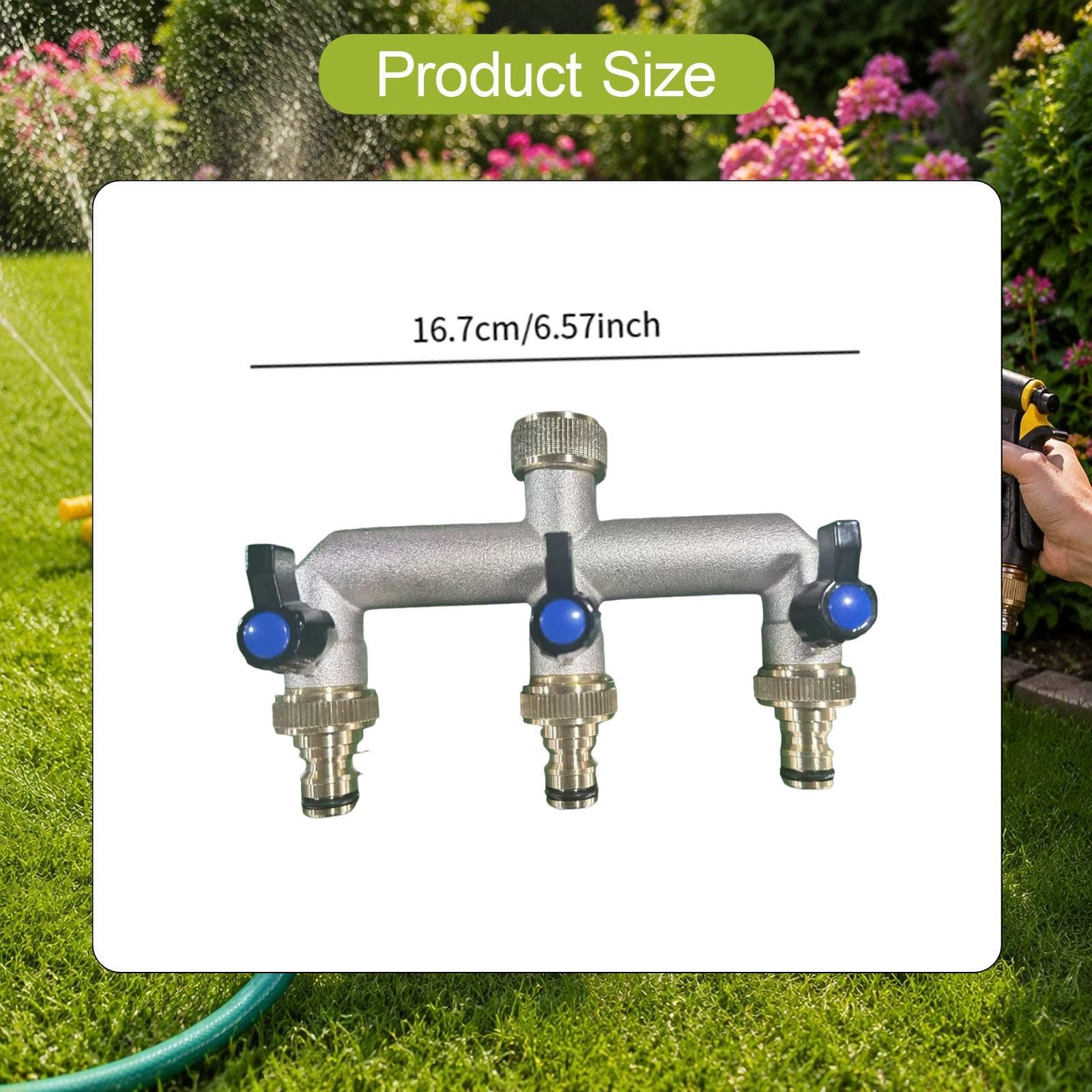 Sdoppiatore Tubo da Giardino Raccordo Valvola Ottone Estensione Manico Installazione Facile Adatto per Irrigazione Giardino Prato Irrigazione, Nero Blu