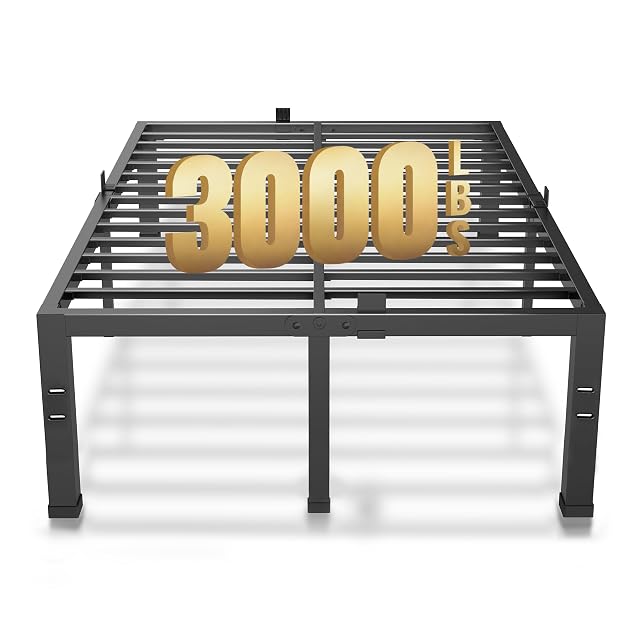 MAF 18 Inch King Size Bed Frame No Box Spring Needed Heavy Duty Platform King Bed Frame Steel