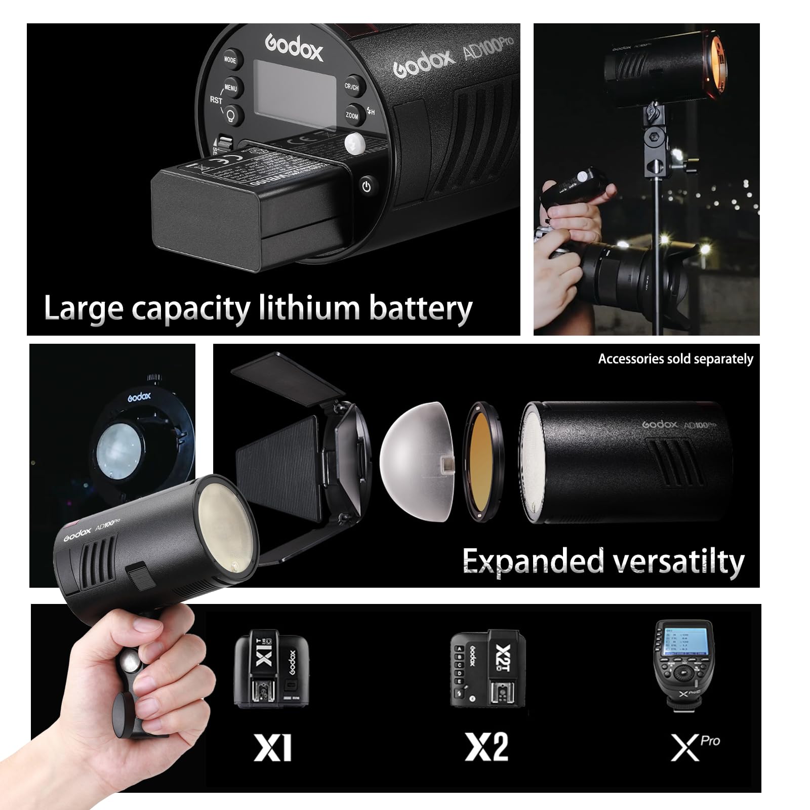 Amazon | Godox AD100Pro AD100 Pro Monolight 100Ws 2.4G フラッシュ