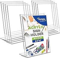 Vista 8 de Soporte de acrílico para letreros – 8.5 x 11 pulgadas, soportes de plástico acrílico para literatura, paquete de 12 soportes para letreros
