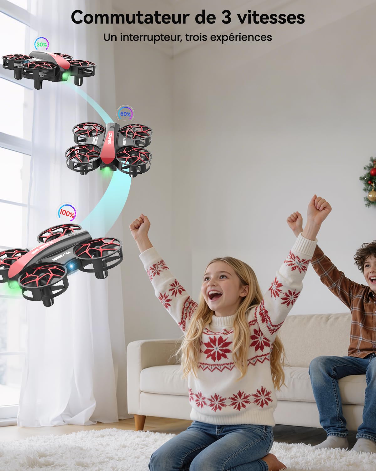 SIMREX Mini drone pour enfants et débutants (rouge)