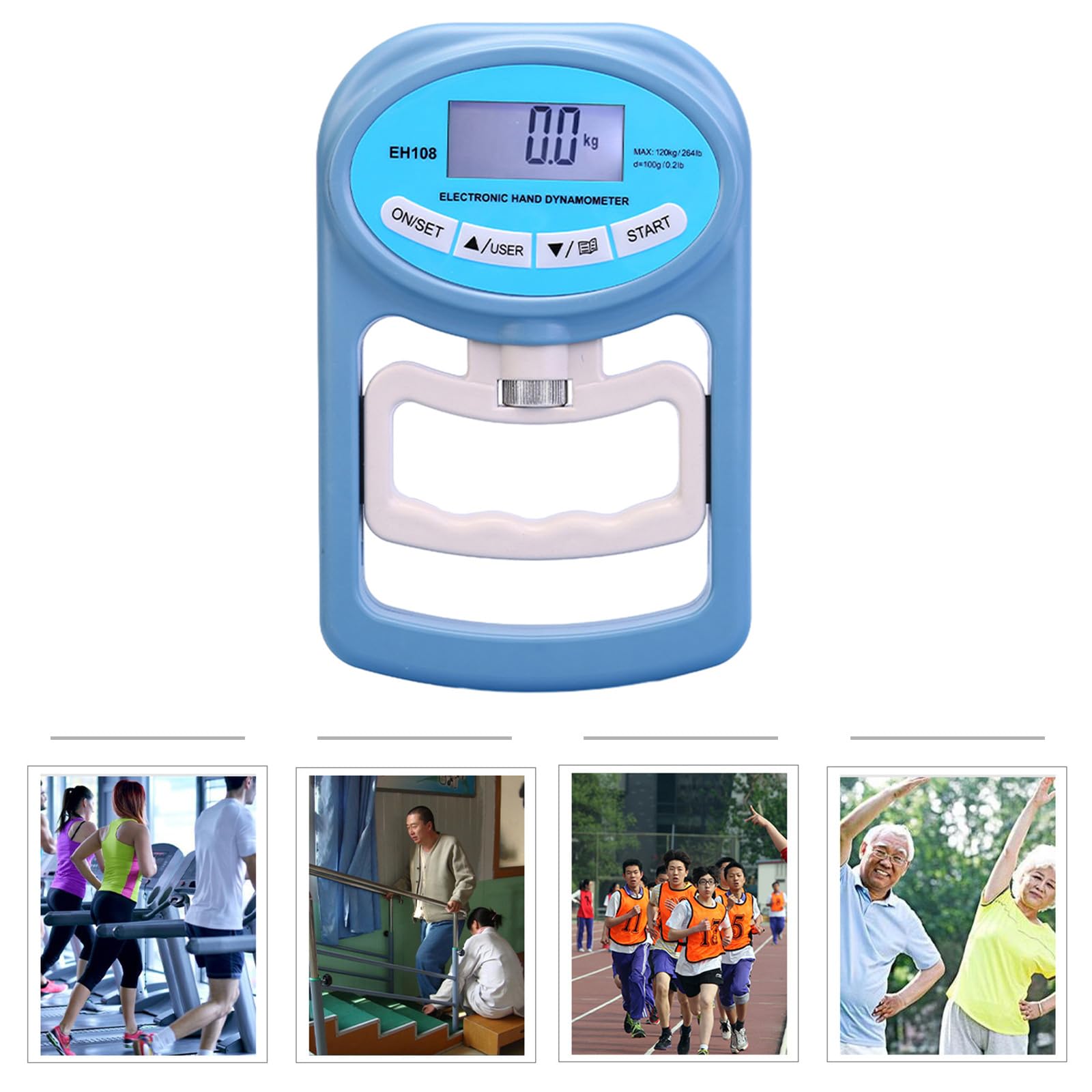 Hand Strength Meter LCD Backlit Electronic Grip Strength Gauge 396lb/180kg Hand Dynamometer Hand Force Meter Portable Grip Strength Gauge