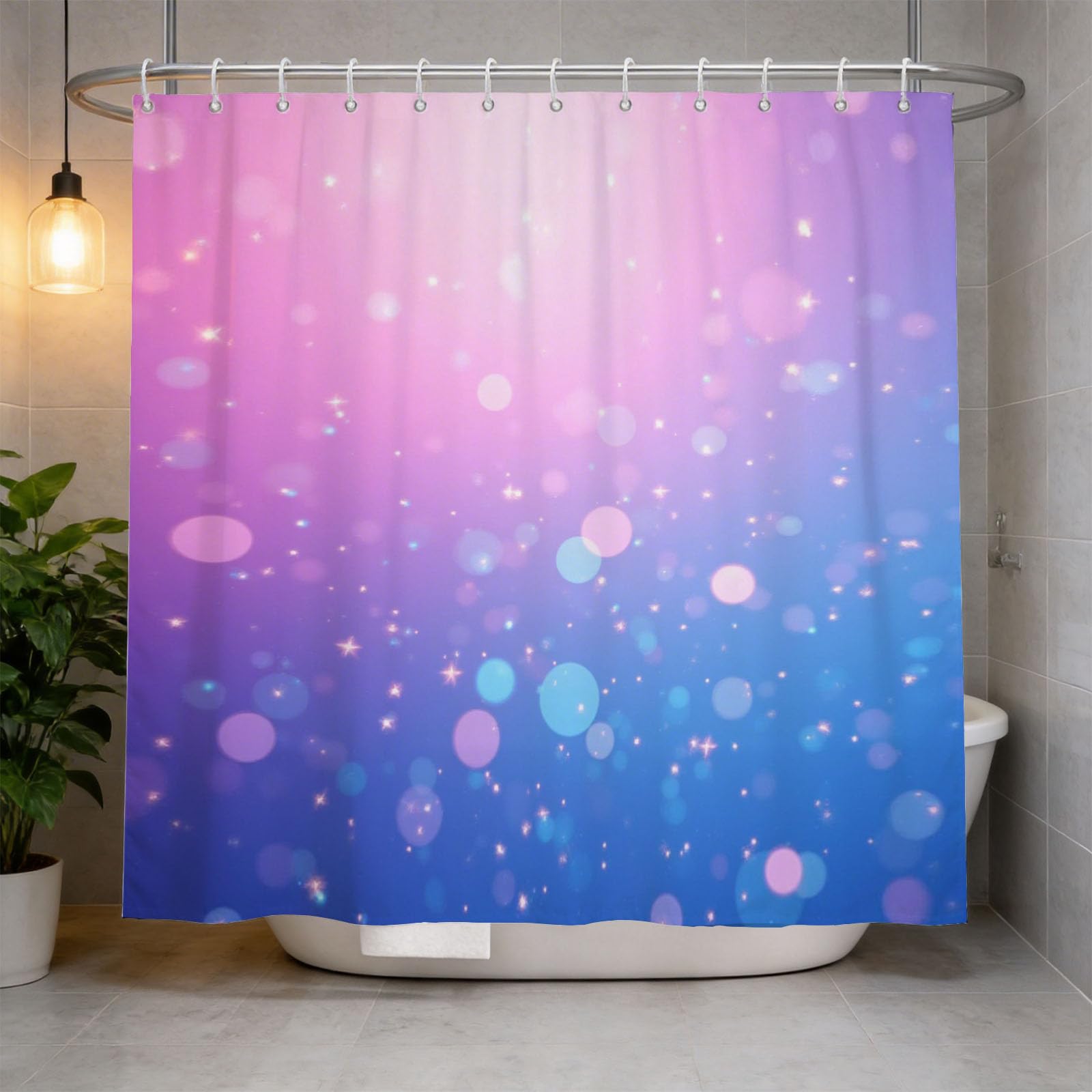 Hongduo 3D Multicolor Gradient Shower Curtain for Stalls Bathtubs Multi Colour Bathroom Decor Shower Curtain Set Polyester Fabric Waterproof 180x200cm/71X79 Inch with Hooks
