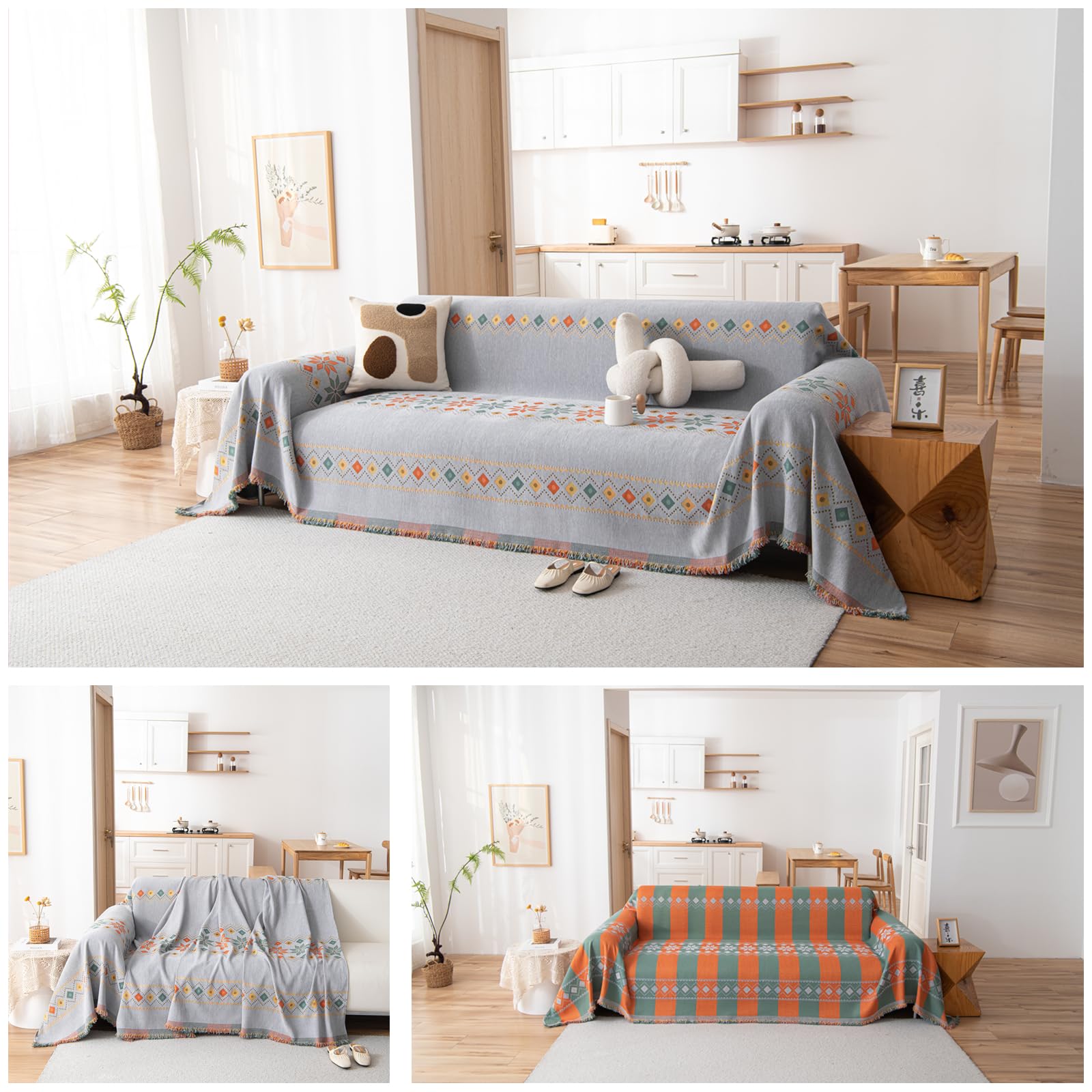 Luxe chenille jacquard sofa plaid voor volledige dekking 4-zits hoekbank grote maat groene bankhoes en beschermer elegante woonkamer decoratie zachte en gezellige bankdeken (180 x 380 cm