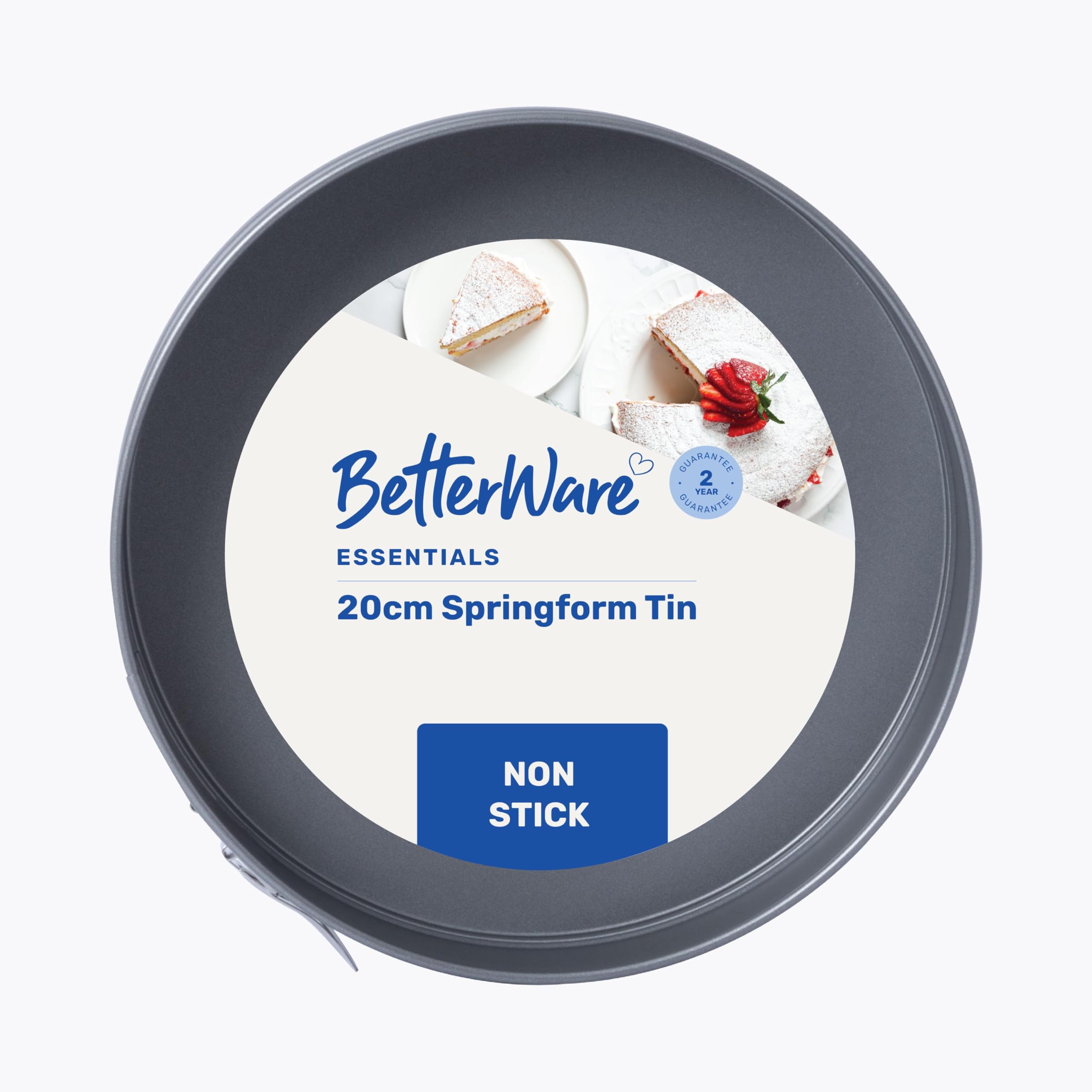 BetterWare Essentials Non-Stick 20cm Springform Cake Tin | 8 Inch Cake Tin | Dishwasher & Freezer Safe | Easy Release & Detachable Base