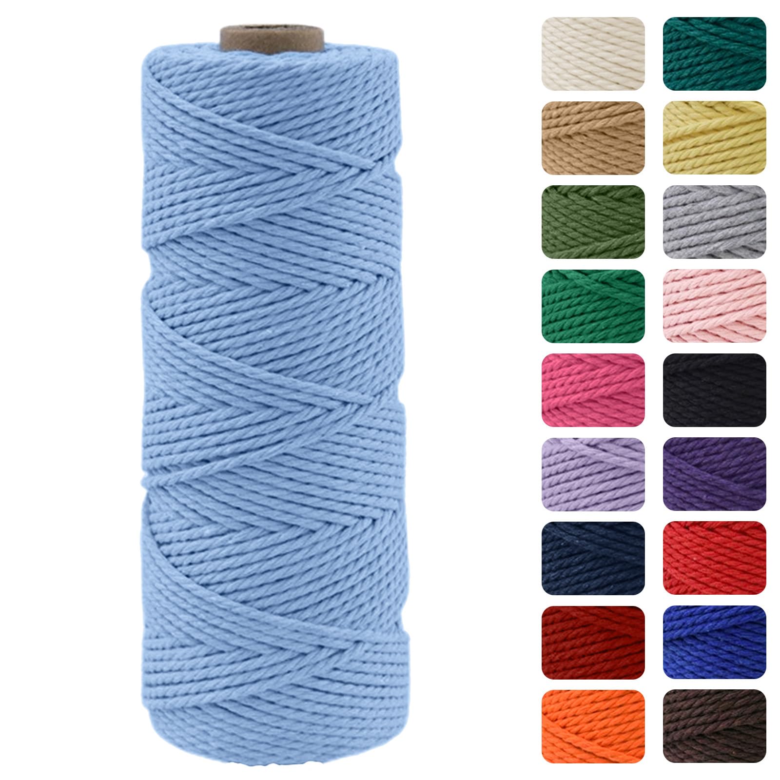 MOMAHUA 3MM Macrame Cord Rope 100m Elegant Blue Chemical Free Rope for DIY Crafts,Home Decor and Gift Wrapping,Christmas Wedding Decors