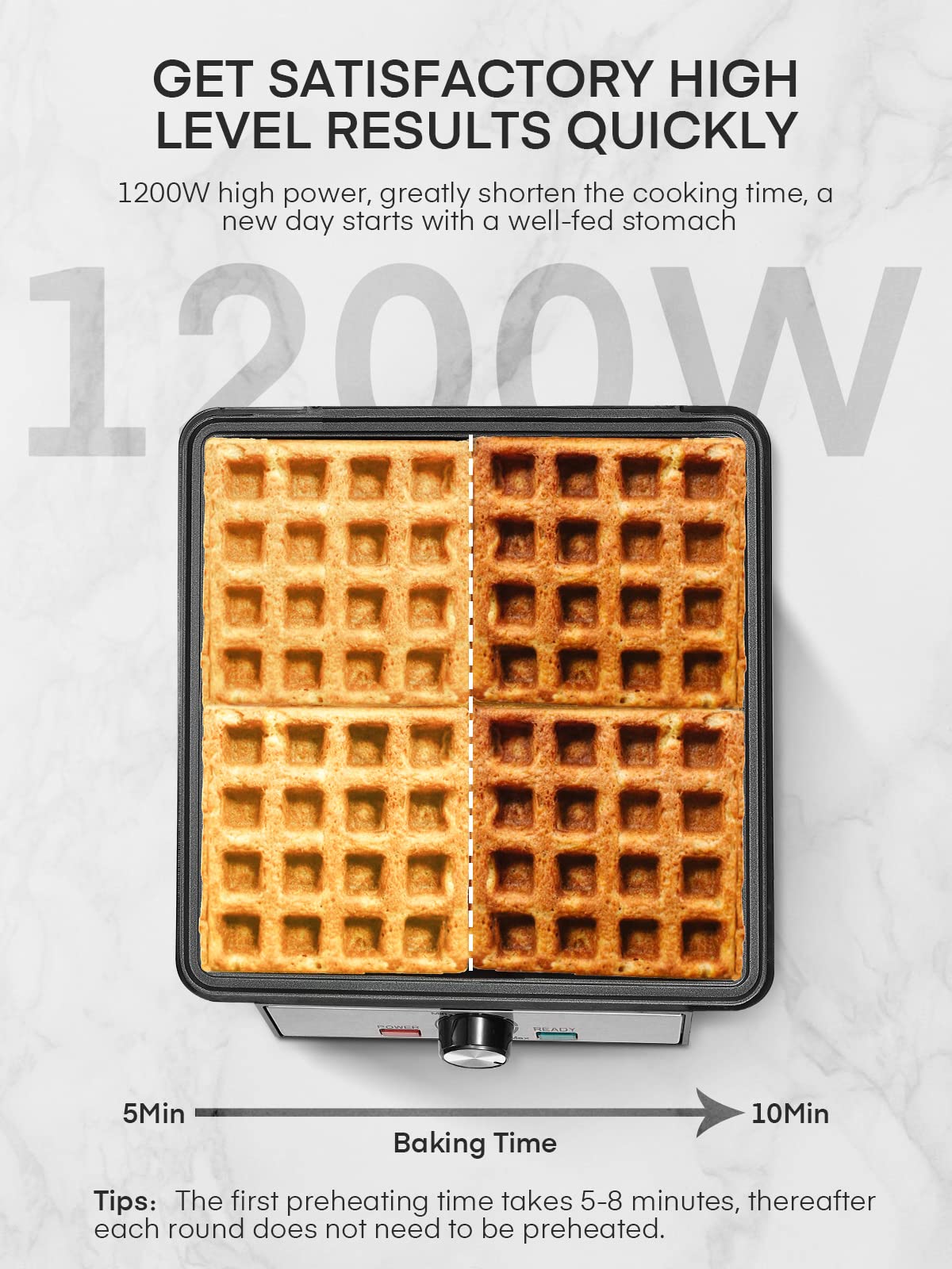 GOURMETmaxx Waffeleisen für 2 Belgische Waffeln Antihaft Cool-Touch Griff 406752