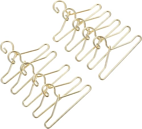 Miniatura 7 de Healifty 50 piezas de mini perchas doradas para casa de muñecas, ropa de vestido de muñeca, soporte de metal para uso en casa de muñecas, 1.57