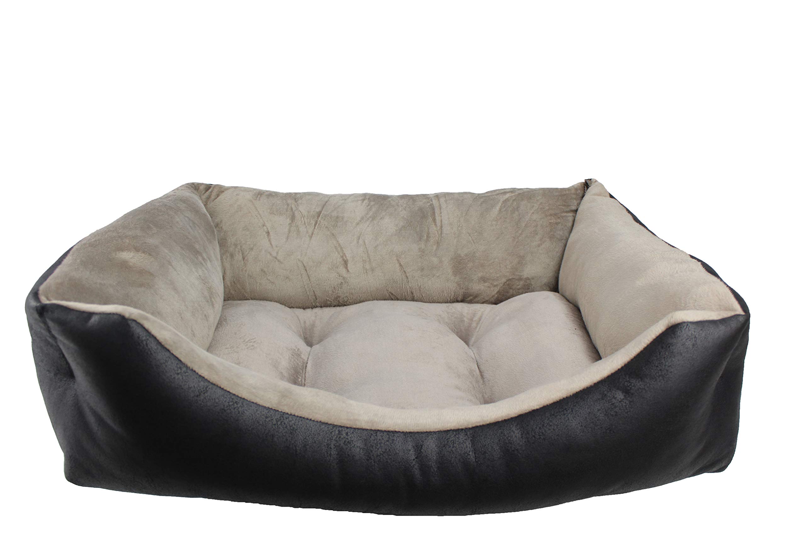 Acomoda Textil - Cama para Perros, Cuna para Mascotas Tapicería y Coralina, Cómoda, Cálida y Mullida. (Mediano(67x55x21), Negro)