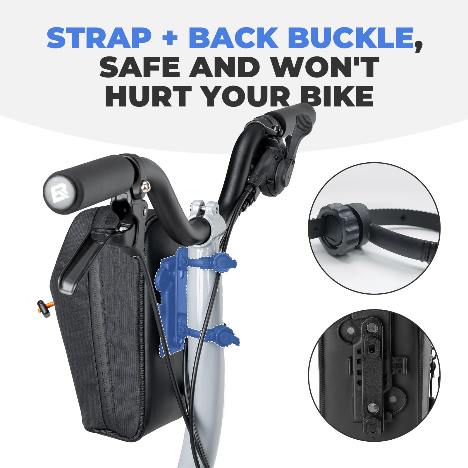 ROCKBROS E Scooter/Roller Tasche 1.5L, Lenkertasche mit Flaschenhalter Ø10 cm, Trinkflaschentasche & Zubehör Tasche, Front Tube Bag, E Scooter Zubehör Sport & Freizeit