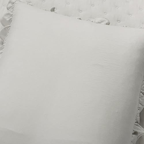 Miniatura 6 de Lush Decor Reyna - Juego de edredón reversible de 3 piezas con volantes, tamaño matrimonialqueen, gris claro