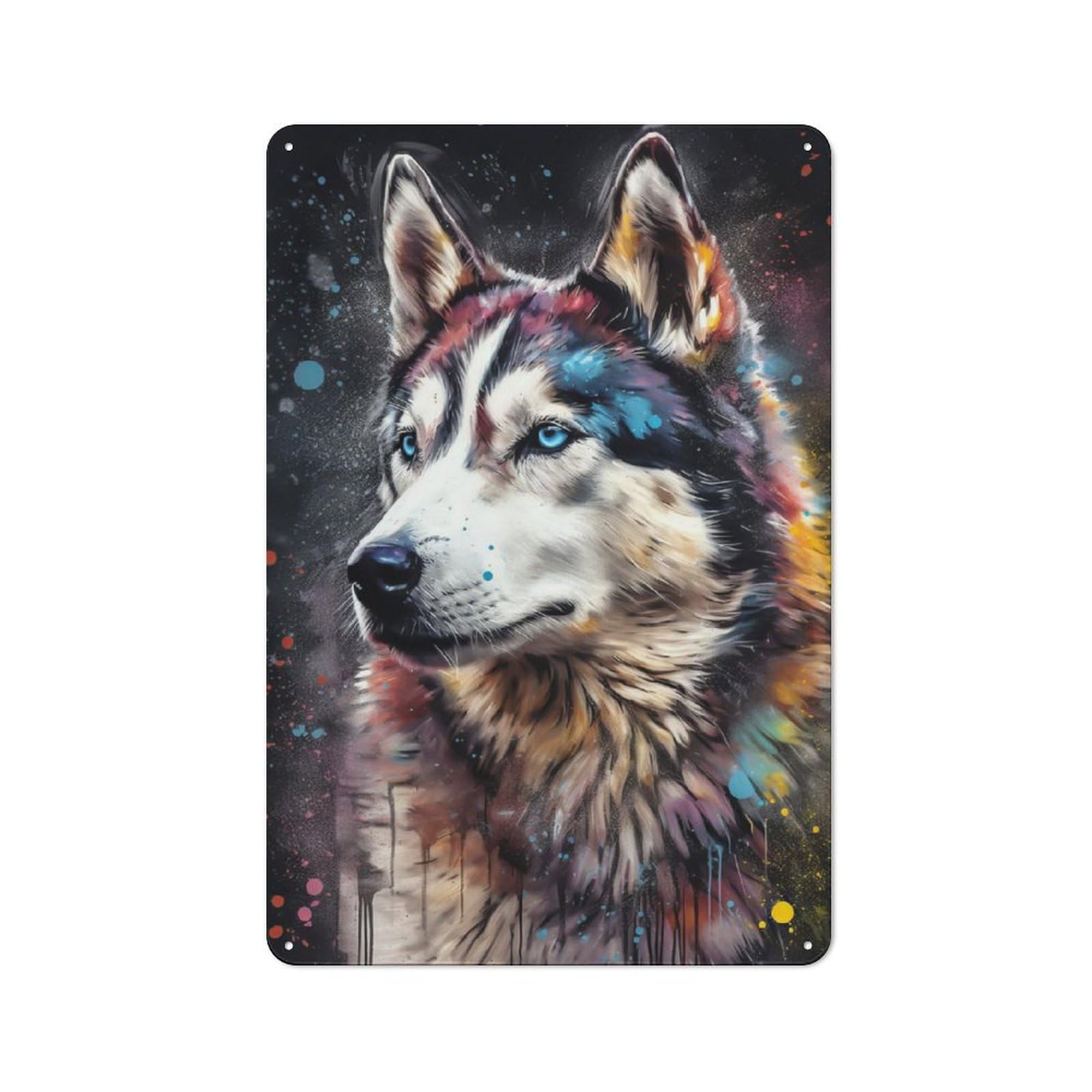 Junmoney Husky Painting Tin Wall Plaque 30X20cm With For Bar Or Restaurant, Autumn Wall Decor For Hospitality Decor Collectors