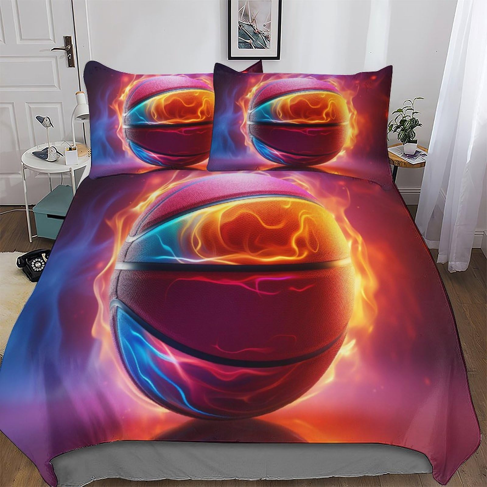 Housse de couette basket pour chambre d'ado : créez un espace stylé avec ce linge de lit doux
