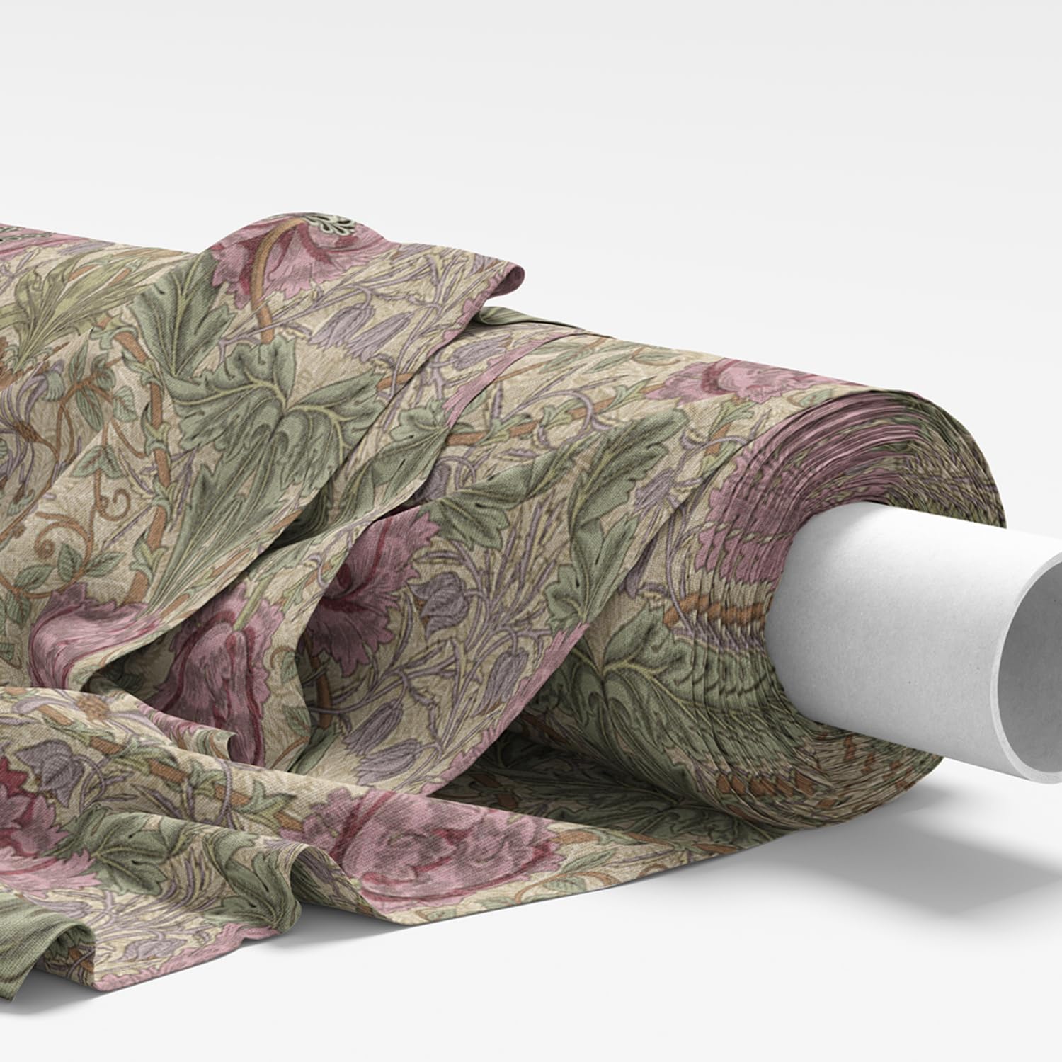 William Morris Upholstery Fabric - 100% Cotton Canvas - Curtain Cushion Material (Honeysuckle Rose)