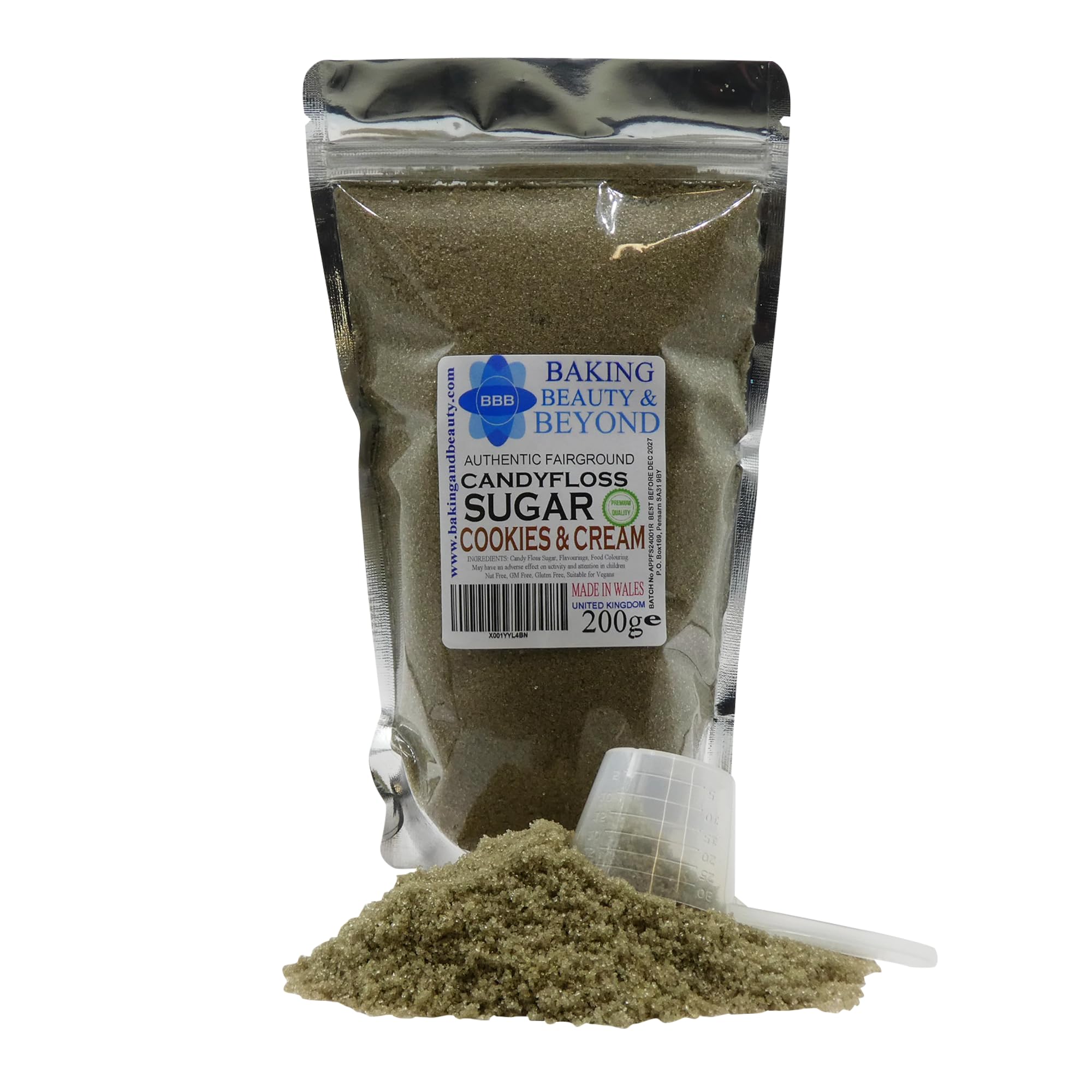 Baking Beauty and Beyond Premium Candy Floss Sugar 200g - Cookies and Cream Flavour