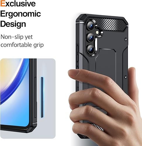 Miniatura 5 de Asuwish Funda de teléfono para Samsung Galaxy A34 5G con protector de pantalla de vidrio templado y soporte delgado y resistente de grado militar