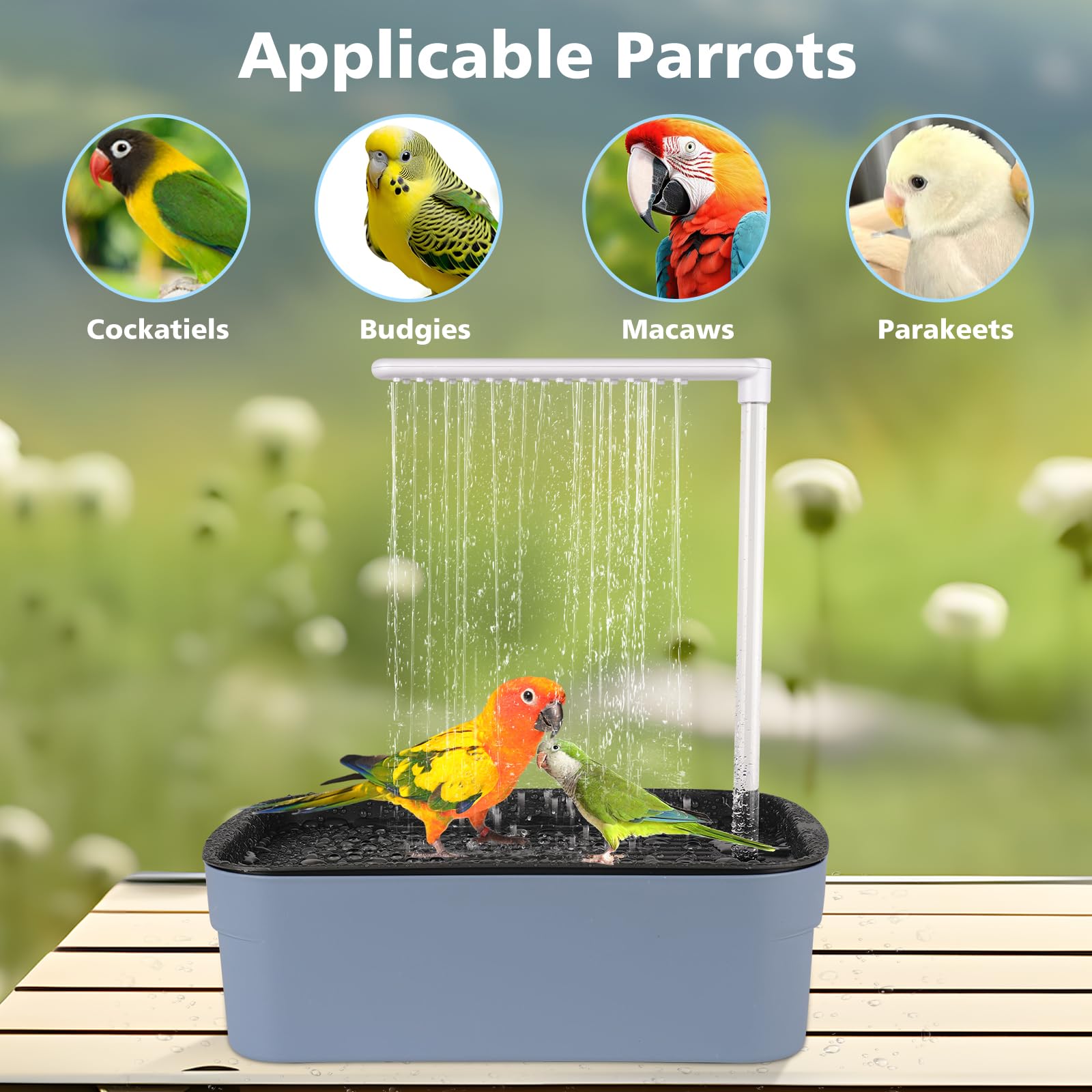 Automatic Bird Bath for Cage Indoor Parrot Bath with Shower Water Circulated Controller Bird Cage Accessory for Parakeets Cockatiel African Grey Lovebird - image 3