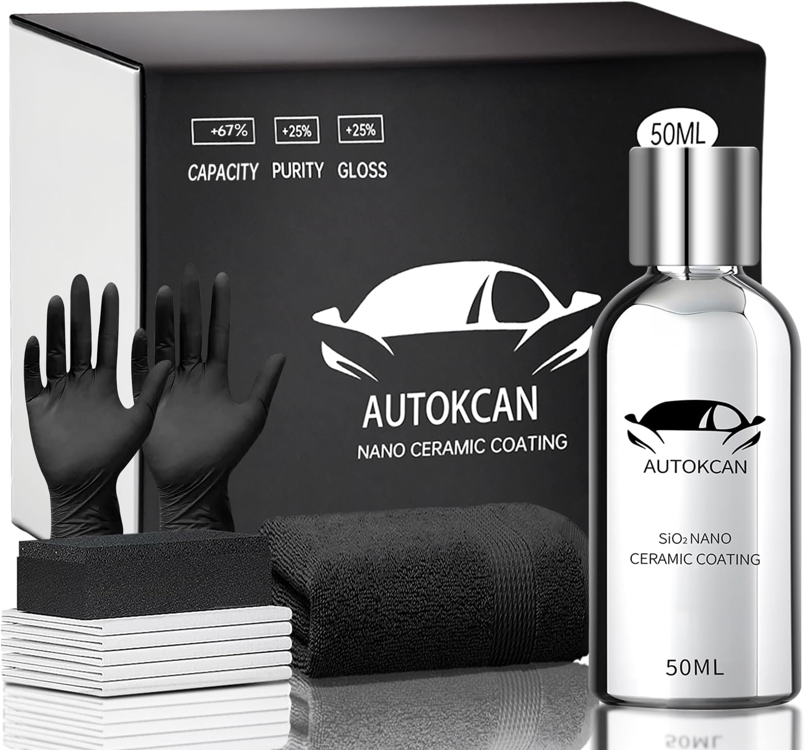 Nano Ceramic Coating for Cars, 10H High Gloss Anti-Scratch SiO2 Ceramic Coating Car Kit Super Hydrophobic Mirror Paint Sealant Protection Better Than Mr Fix 9H with Gloves