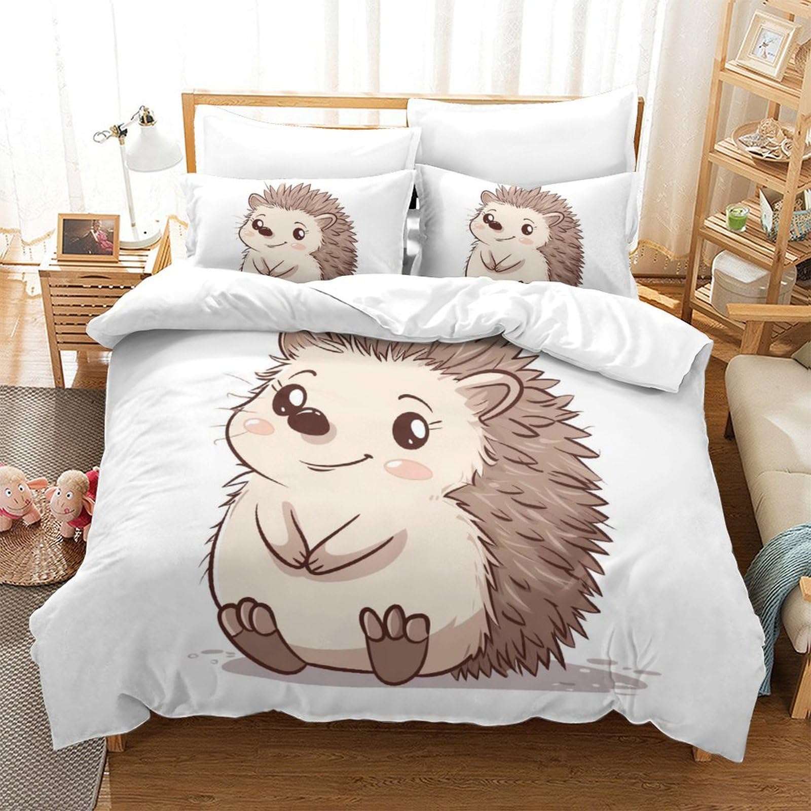 Housse de couette hérisson 3D respirante et parure microfibre douce