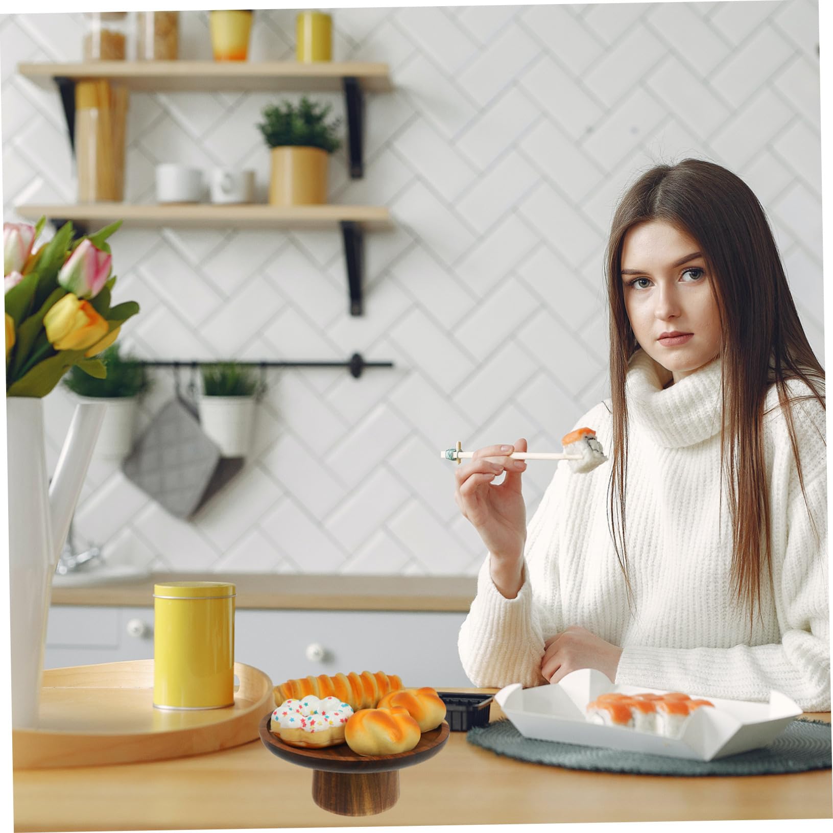 Gatuida Vassoio Decorativo in Legno Base Stabile Espositore per Torte e Dessert Contenitore per Frutta e Snack per Feste e Ristoranti