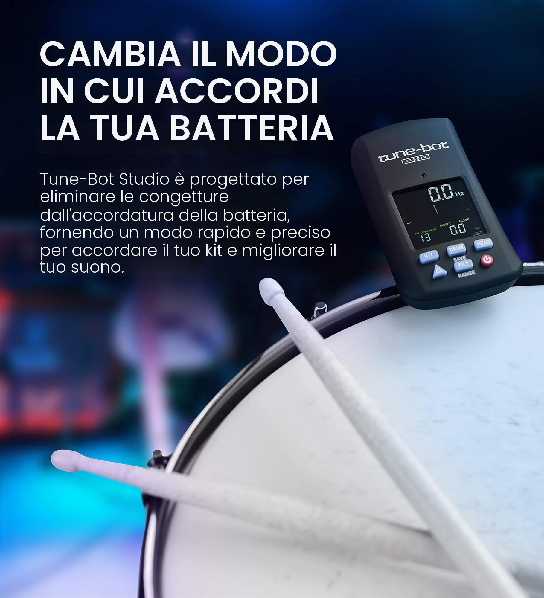tune-bot Overtone Labs,Tune-Bot Accordatore per Batteria