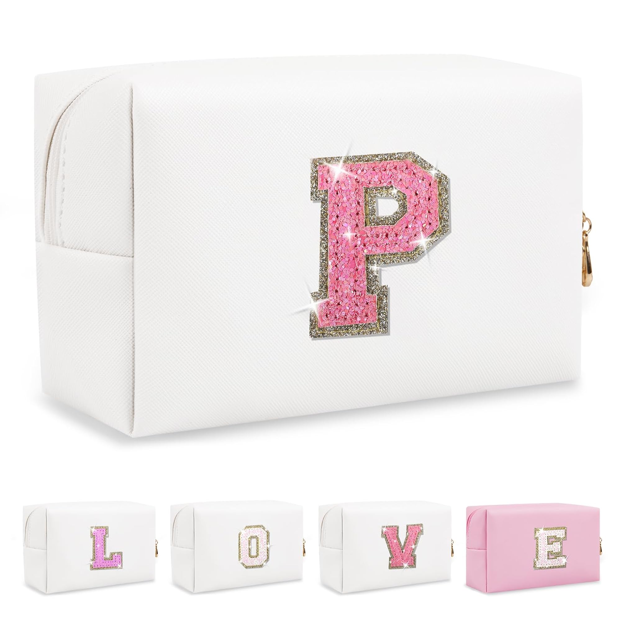 Personalized Small Initial Patch Makeup Bag, Gift