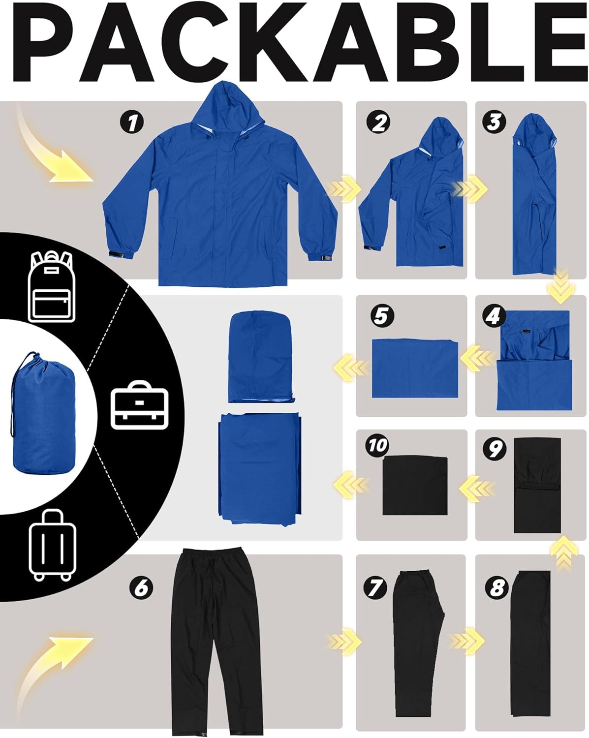 iCreek Rain Suit Waterproof Hooded Rain Gear Breathable Lightweight Packable Rain Jacket Pants Men Women for Hiking Fish Golf - Image 5