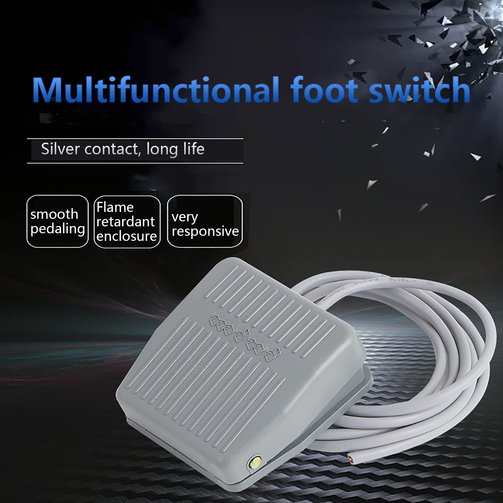 TFS-1 AC 250 V 10 A SPDT NO NC Antideslizante Momentary Electric Power Pedal Interruptor de pedal