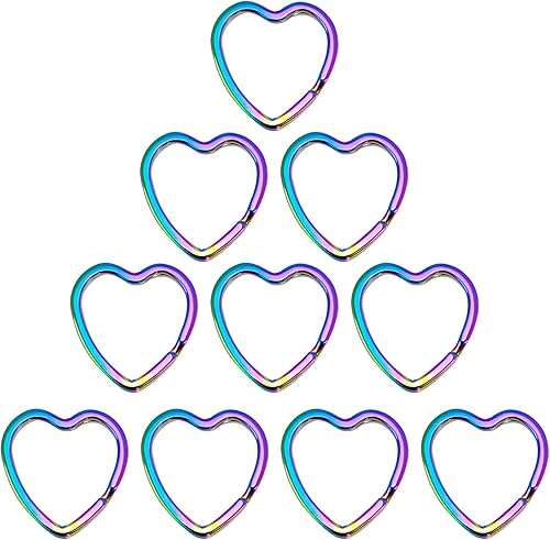 10 llaveros con forma de corazón, con forma de arco iris, anillo dividido de 0.98 pulgadas para llaveros, bolsos, bolsos, joyas disponible en Yaxa Peru