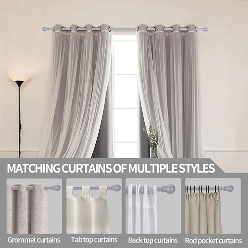 Miniatura 7 de Barras de cortina para ventanas de 48 a 84-92 pulgadas, barra de cortina de níquel cepillado de 58 pulgadas, barras de cortina pequeñas de acero