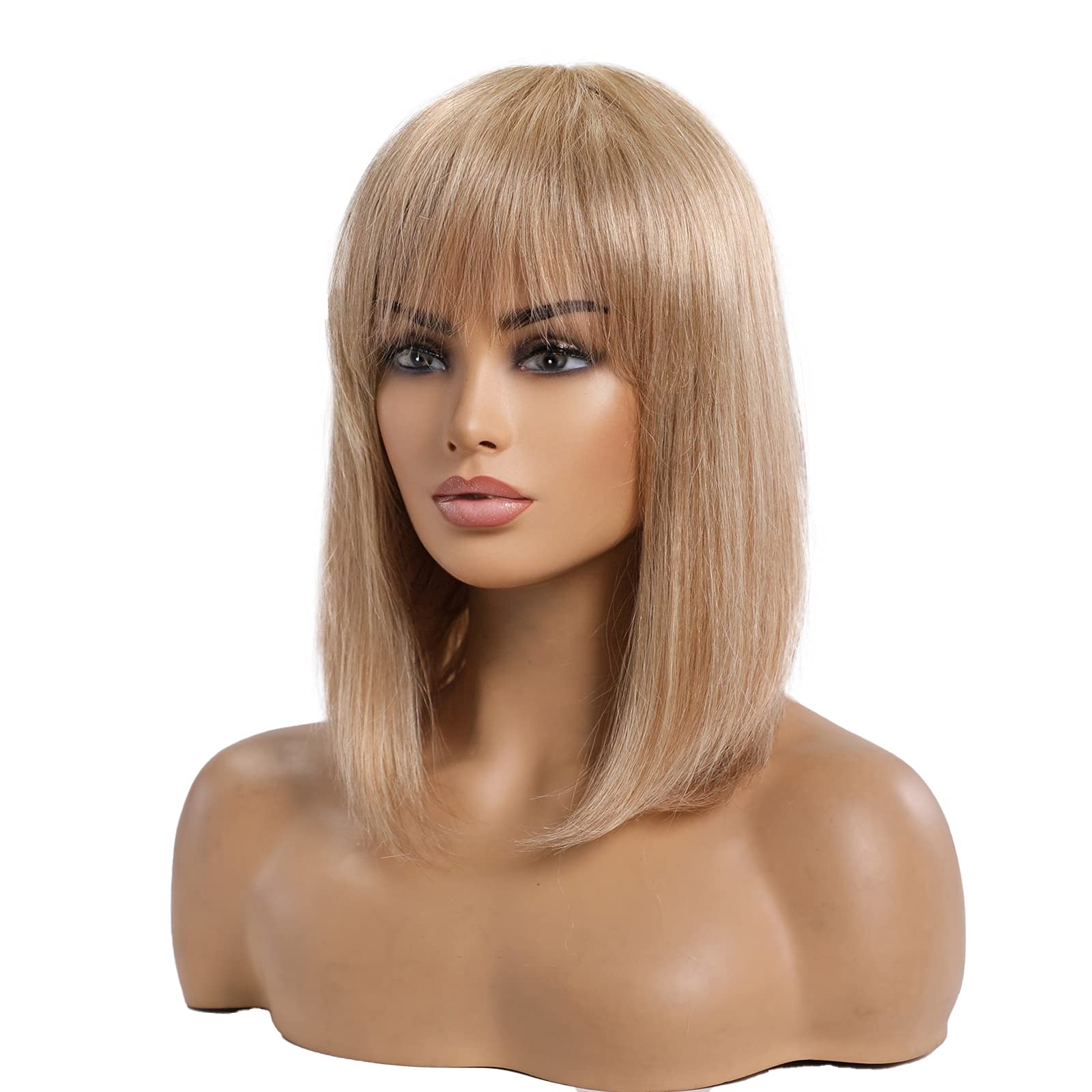 Emmor Natural Blonde Human Hair Blend Wigs for Women and Lady ,Shoulder