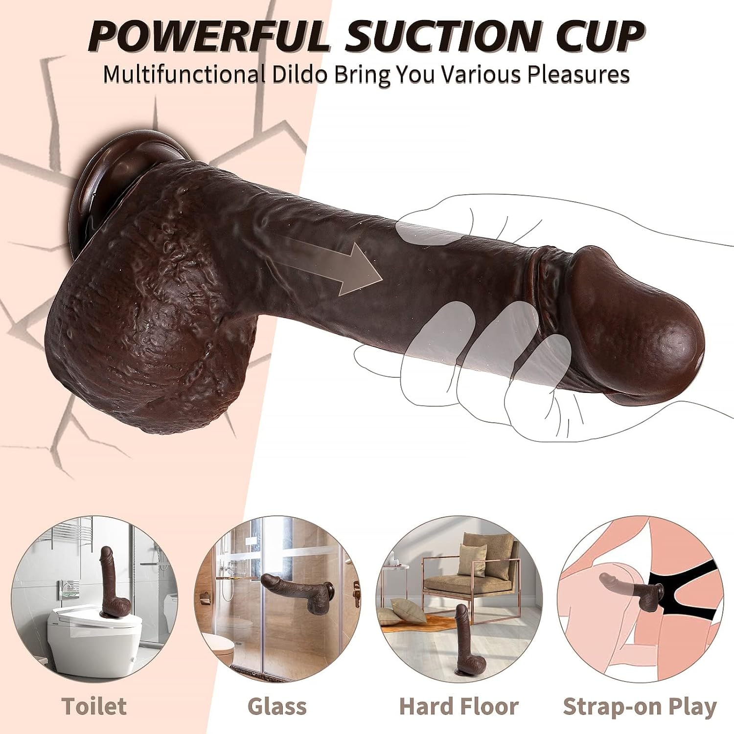 Thrusting Dildo Vibrator with Suction Cup, Remote & APP Control Realistic Penis with 9 Vibrating & Thrusting for G Spot Stimulation, Anal Massager Adult Sex Toys, Suction Cup Adult