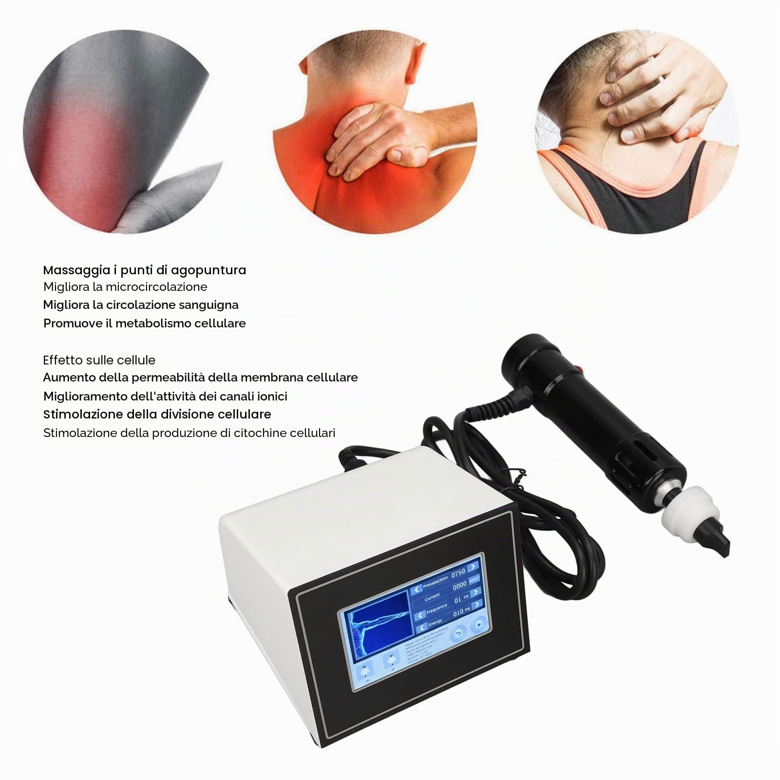 Macchina di terapia dell'onda d'urto corpo, macchina di terapia d'urto, macchina professionale di terapia d'urto per lesioni sportive, rilassamento muscolare(EU)