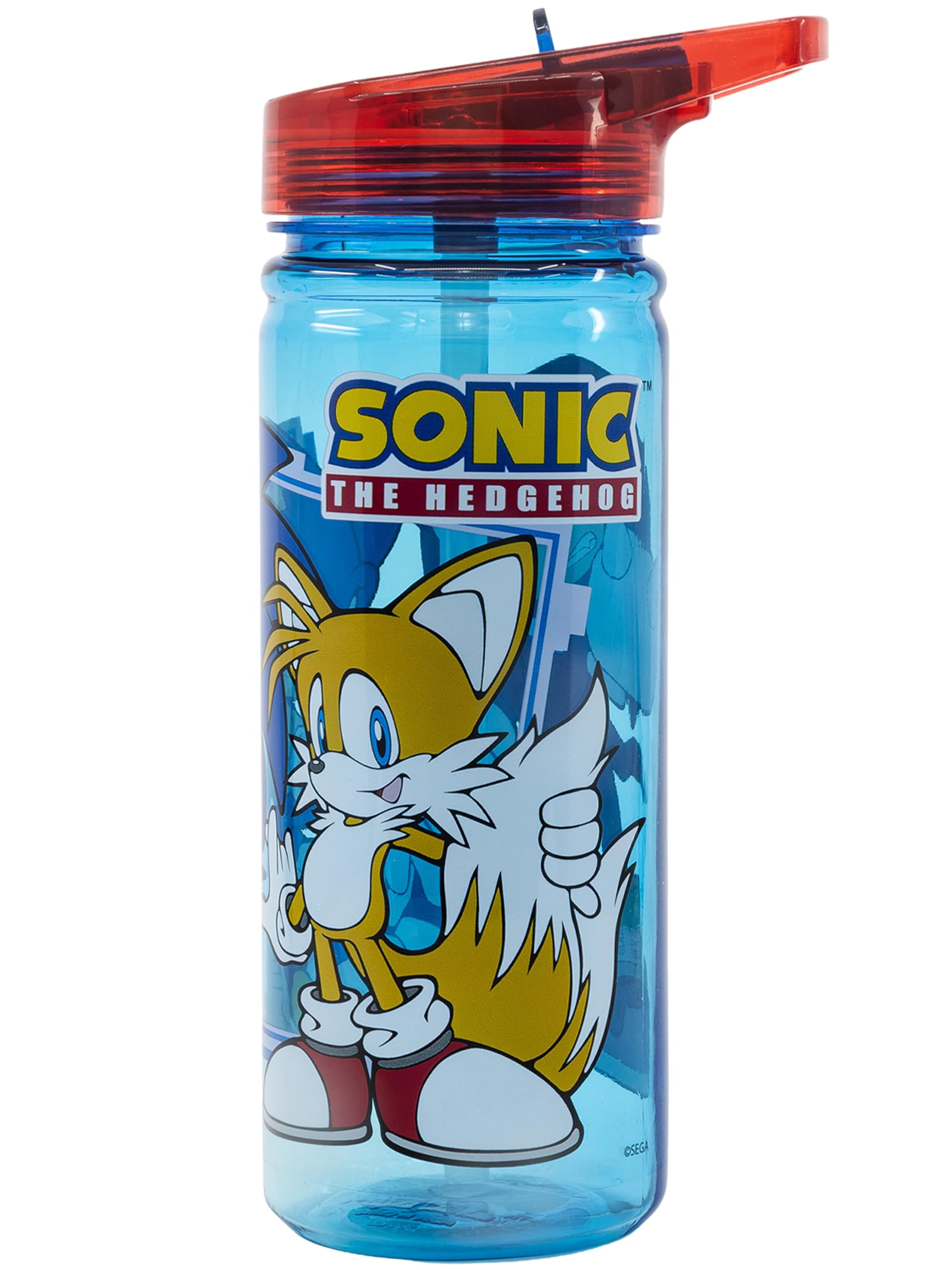 Sonic The Hedgehog Water Bottle, Boys Water Bottle With Straw, One Size Blue