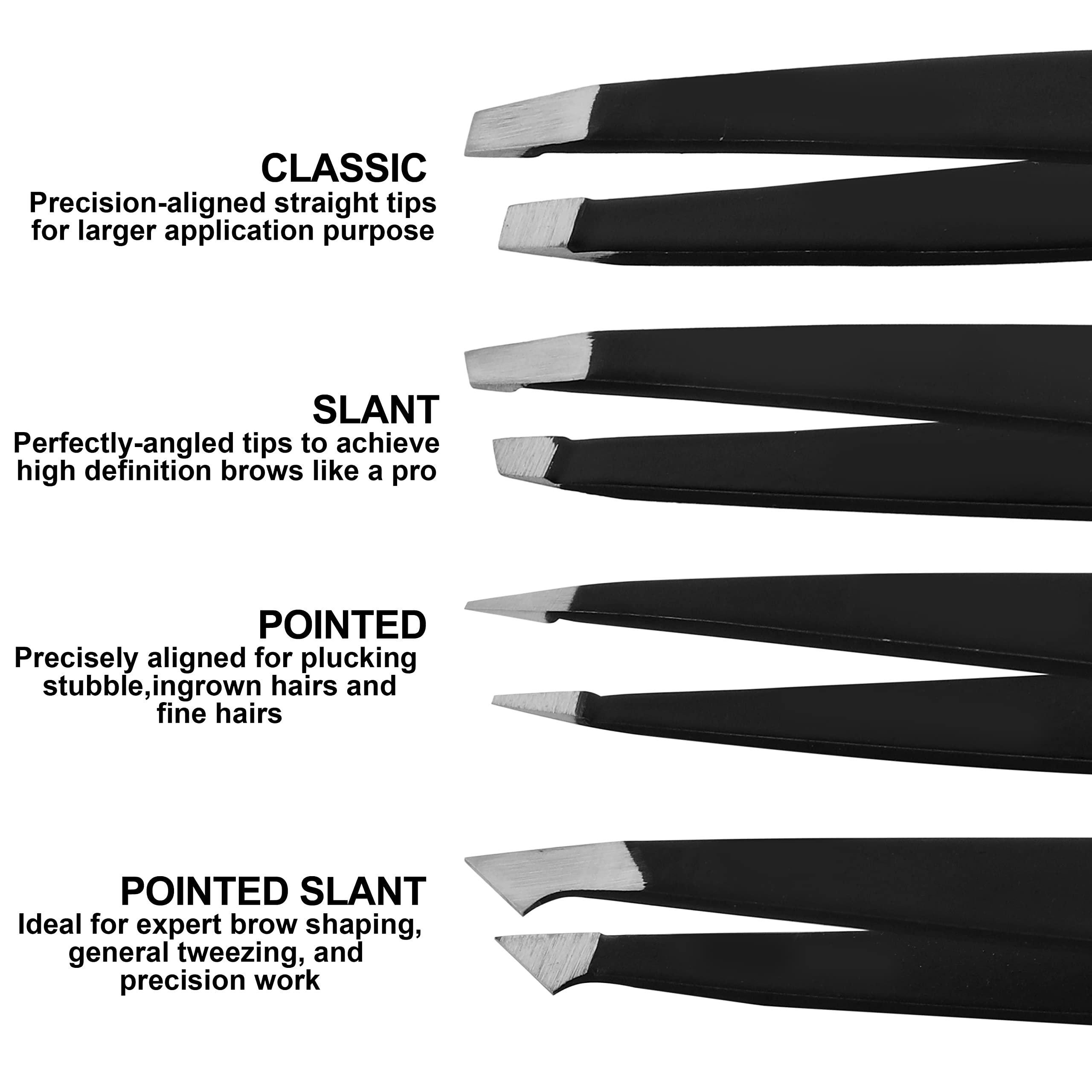 Professional Stainless Steel Tweezers for Facial Hair Women & Men, Set of PCS Eyebrow Tweezers for Ingrown Hair Facial Hair - Image 4