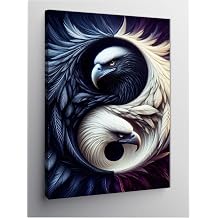 Tablo Mega Kanvas Tablo Yin Yang Siyah Beyaz Ku lar 50 X 70 Cnvsdkey-116140-50-70