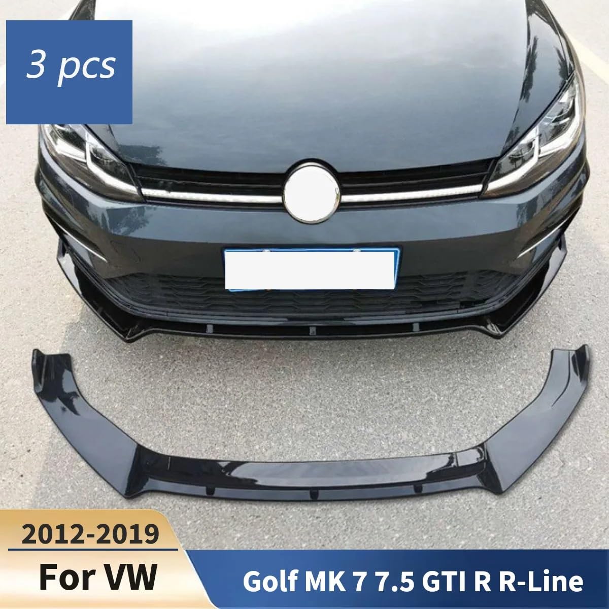 Przedni zderzak sztuki zderzaka przedniego Pasuje do Vw Golf MK 7 7.5 GTI R R-Line 2012-2019 rozdzielacz przedniego zderzaka wargi przednie ostrze dyfuzor Spoiler(Carbon fiber look)