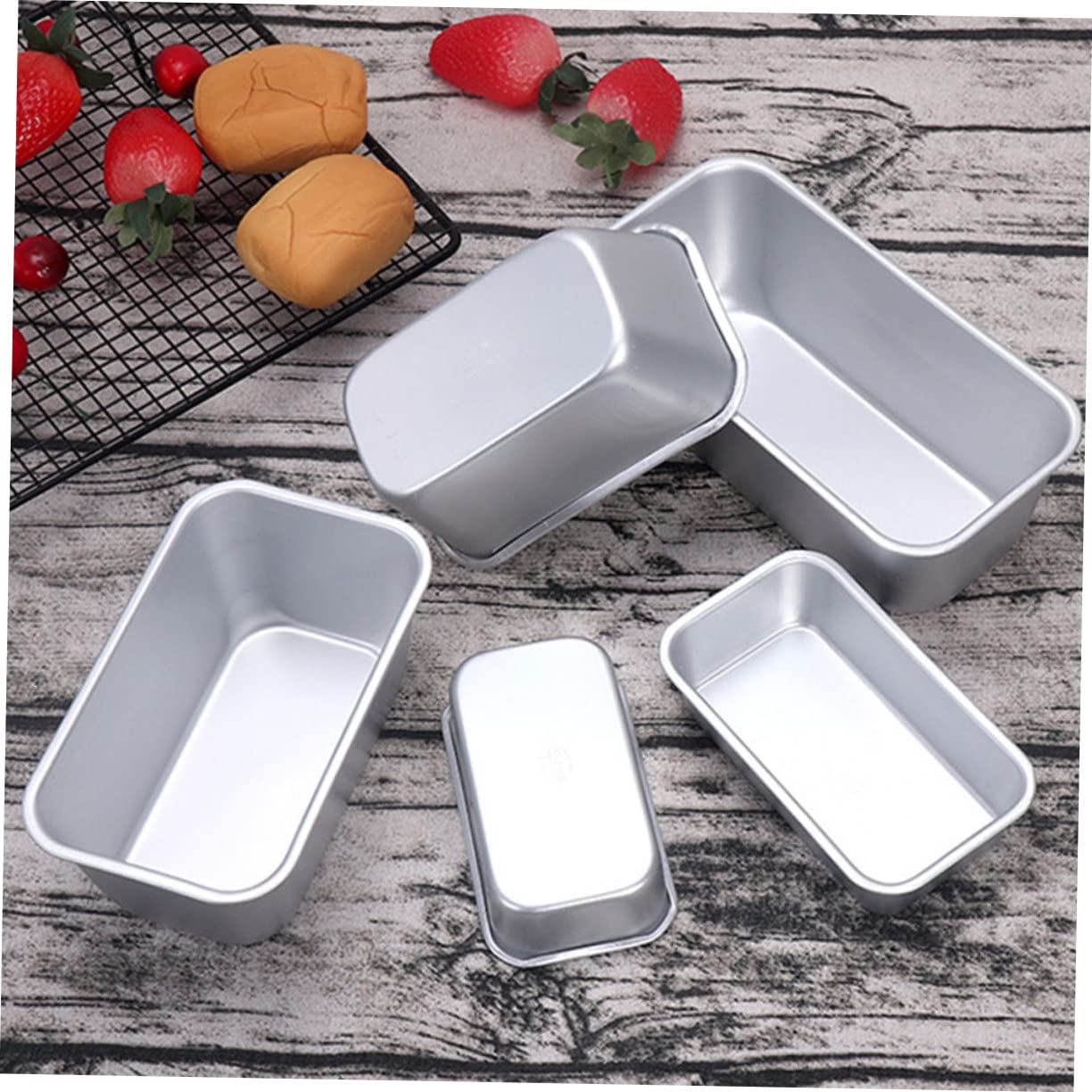 STOBAZA 6pcs Non-stick Bread Loaf Baking Pan Rectangular Cheese Cake Toast Mold for Easy Demolding Heavy Duty Kitchen Baking Tool for Cakes Cookies and Toast