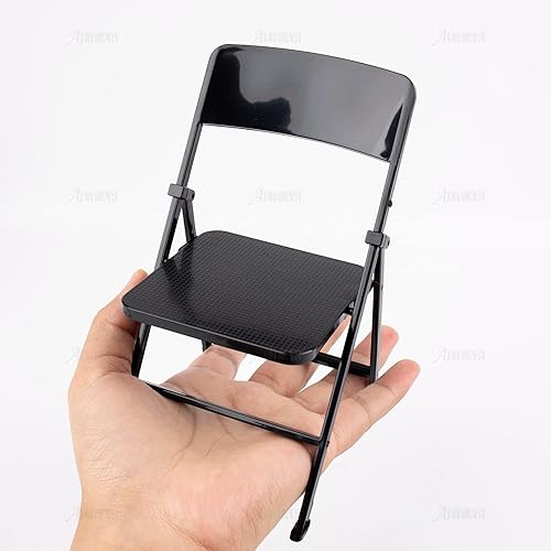 Miniatura 3 de AUEAR, 12" mini plástico plegable sillas decoración miniatura muebles negro escala 16