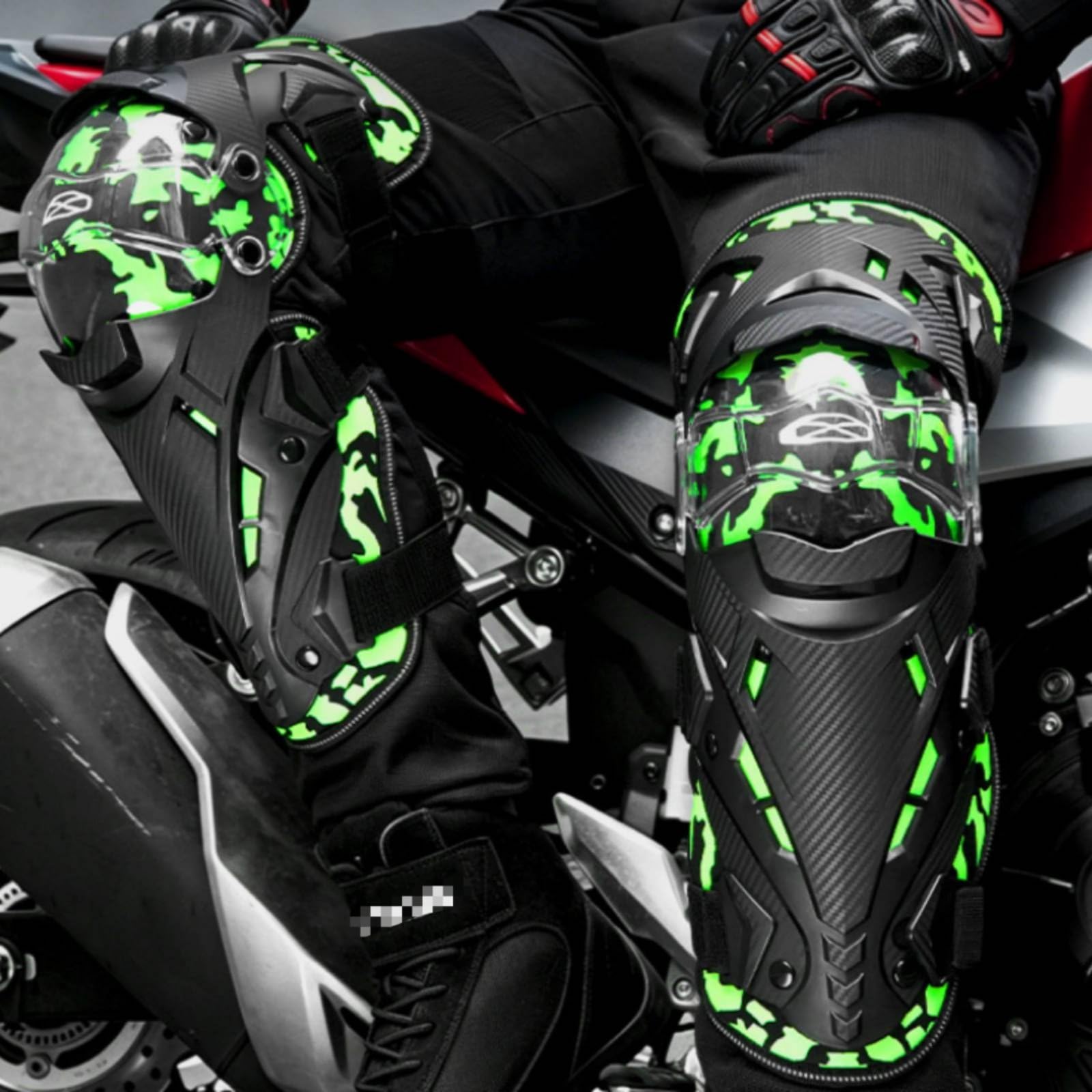 2 Piezas Rodilleras de Motocicleta Anticaídas Rodilleras de Motocross Uso en Multiestacional Protector Articulación Rígido para Hombres, Mujeres, Rojo, Talla Única