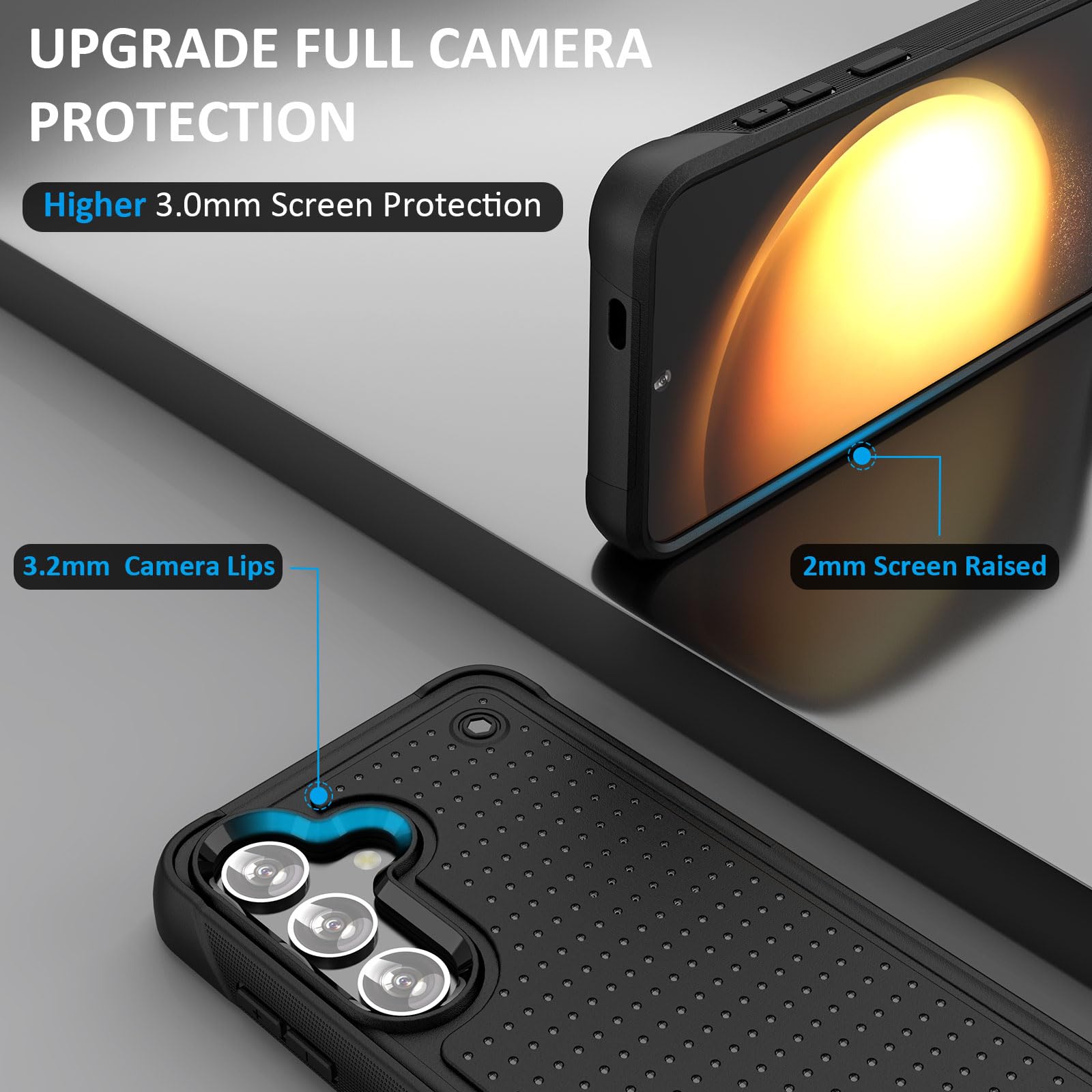 Coque pour Samsung Galaxy S24+/S24 Plus Cover,Antidérapant Antichoc Protection S24+Plus Étui,Arrière Rigide Coque pour Samsung Galaxy S24+/S24 Plus 6.7'' Noir
