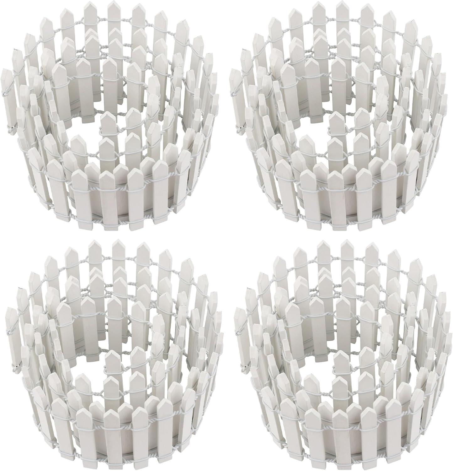 AUEAR, 35 Inch Long Mini Fairy Garden Fence Wood Ornament Wooden Decorative Miniature Picket for Dollhouse DIY Crafts Project (White, 4-Pack)