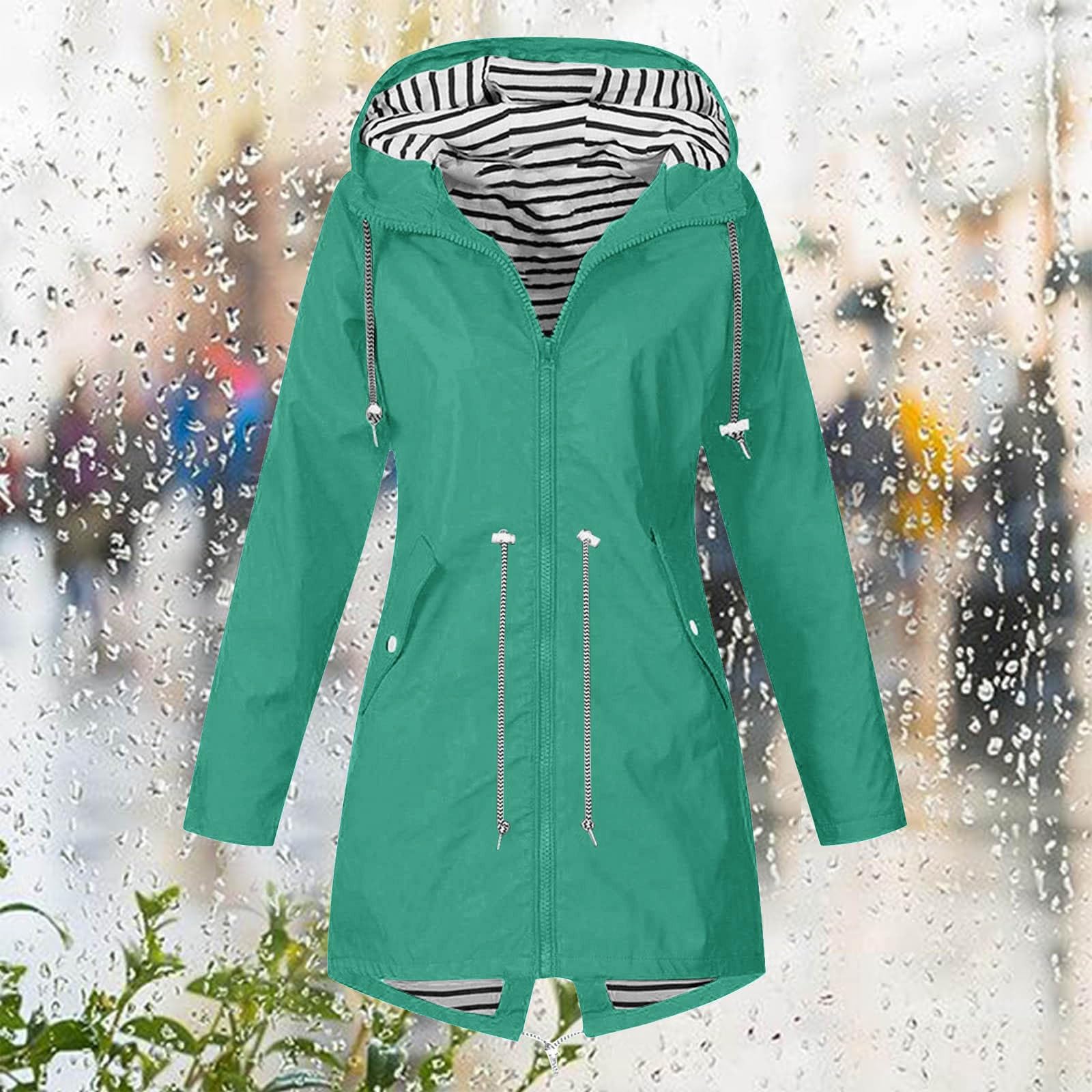 Genérico Impermeable Mujer-Chaqueta Impermeable SóLida Para Mujer Abrigo Suelto Con Capucha Y Resistente Al Para Exteriores Talla Grande