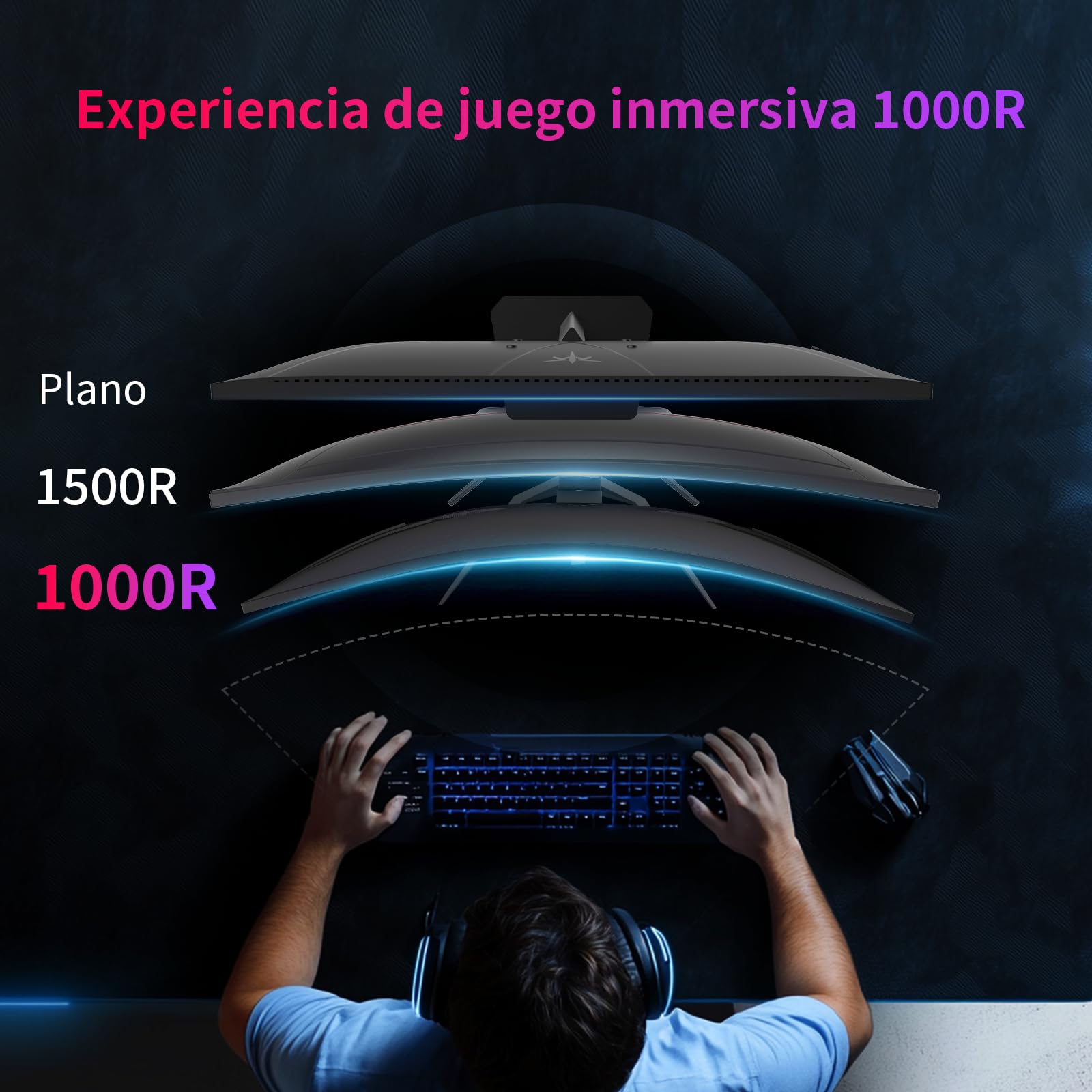 KTC Monitor 32 Pulgadas Curvo 1000R, Monitor Gaming 2K WQHD (2560x1440p) 240Hz, MPRT 1ms, Adaptive Sync, 122% sRGB, Contraste 4000:1, DP 1.4 (240Hz), HDMI 2.0 (144Hz), inclinación y Soporte VESA