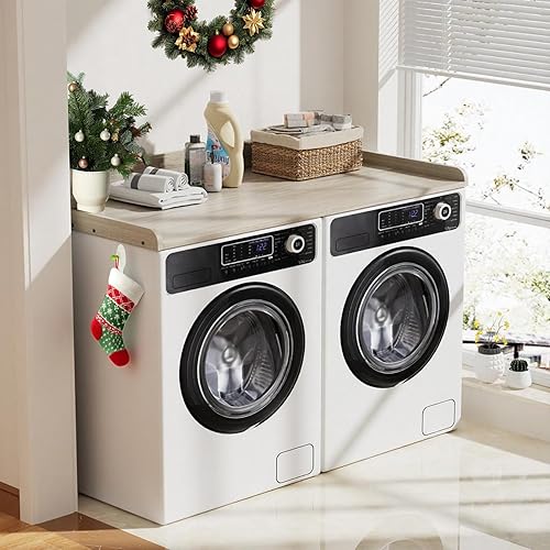 Miniatura 2 de COOLBEBE Encimera para lavadora y secadora, cubierta de madera para encimera de lavandería con almohadilla antideslizante, 54 pulgadas de ancho x