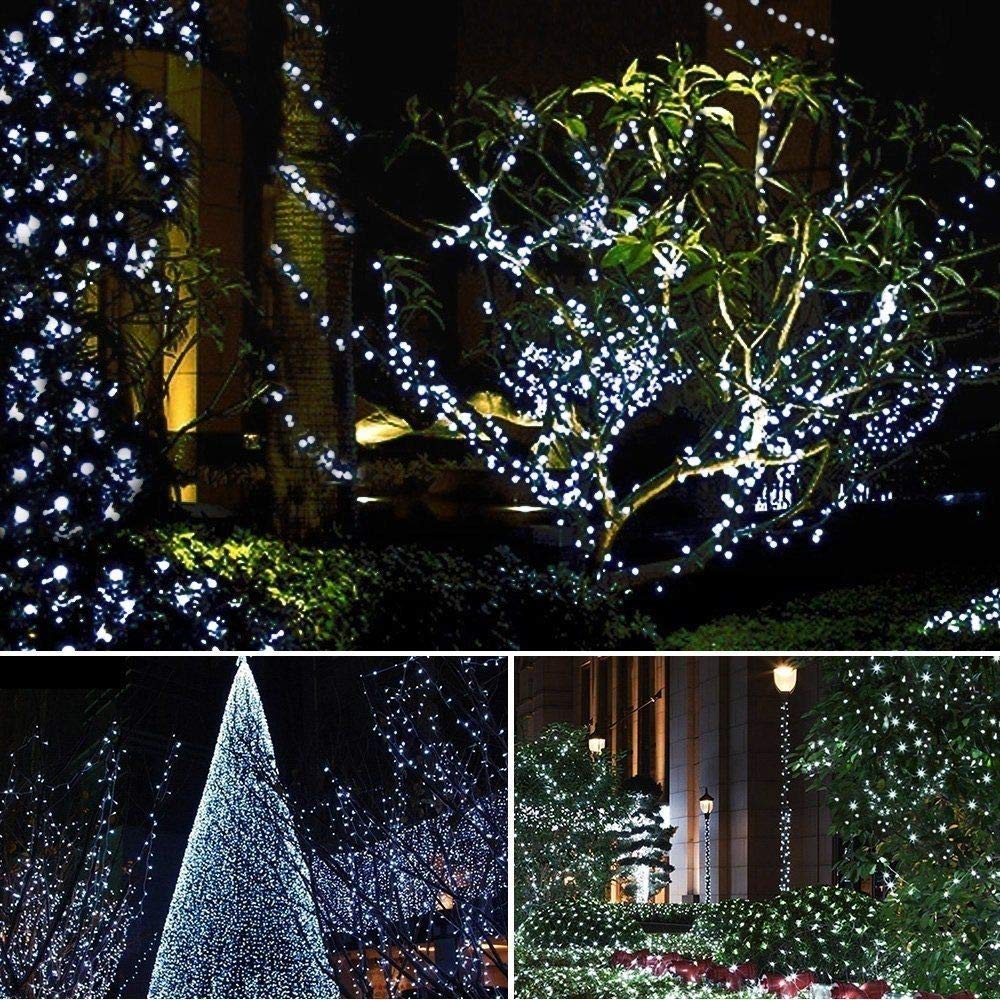 BrizLabs Luci di Natale Esterno, 20M 200 LED Bianco Freddo Catena Luminosa con Spina 8 Modalità Impermeabile Luci Stringa Decorazioni per Interno Albero Giardino Casa Natalizie Festa Matrimonio