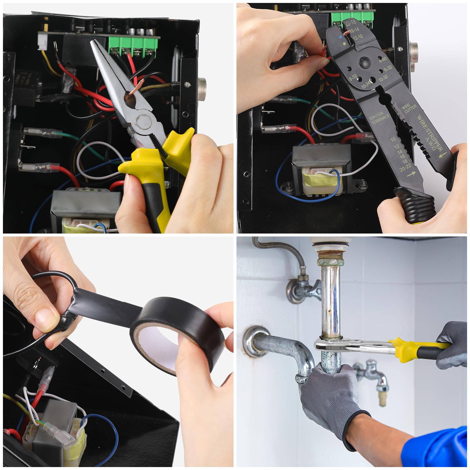 TLGREEN Malette à Outils Complete 218 Pièces, Boite a Outils Portable | Caisse à Outils avec Tournevis Clé à Molette Pince Multiprise Marteau et Scie, Coffret à Outils pour Maison Garage（jaune）