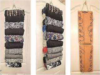 Closet Storage and Organization - Hanging Closet System - NEW 2022 Design - Closet Space Saver for T-shirts & Leggings – Holds 20 - Black Elastic
