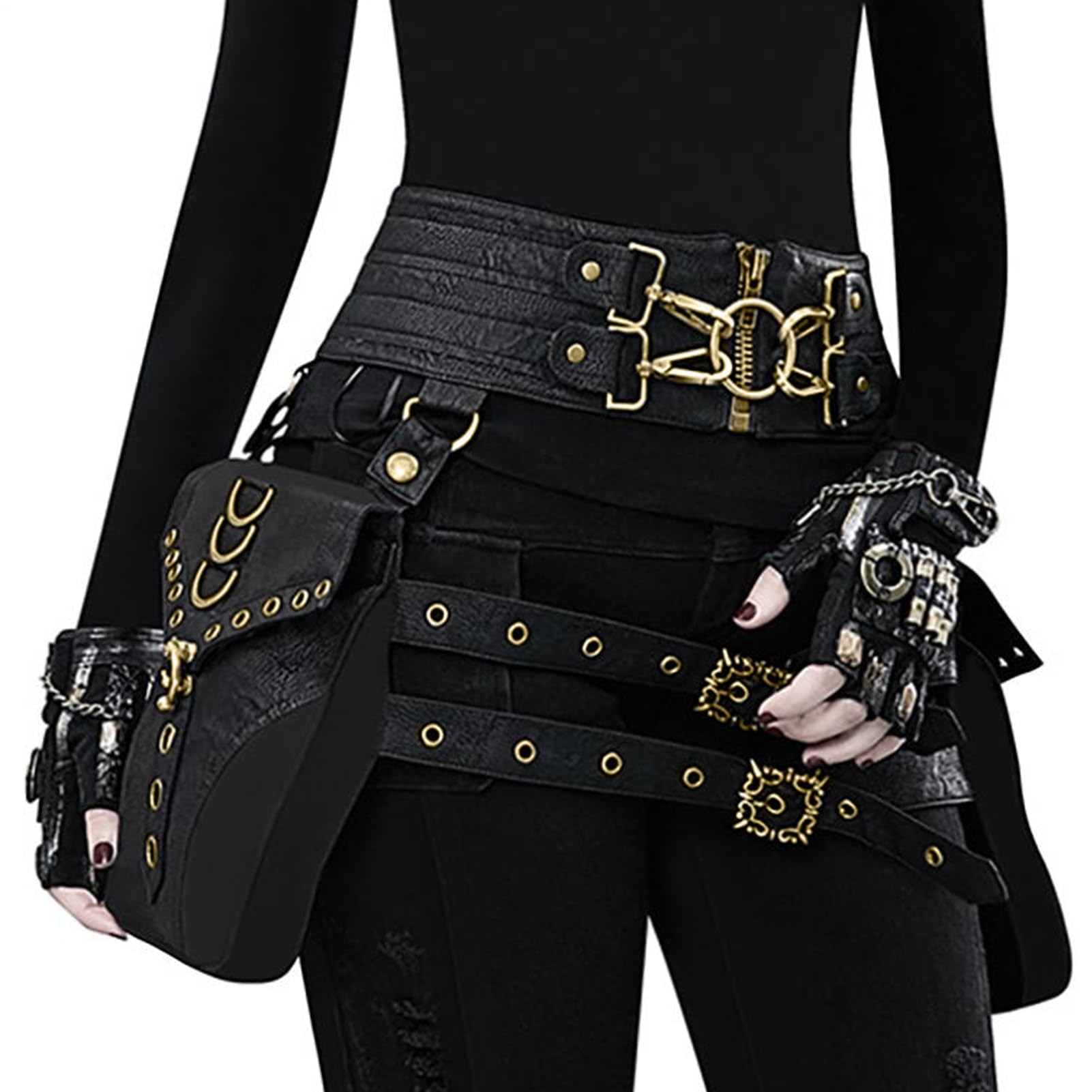 Steampunk Retro Motorradtasche,Cosplay Halloween Taille | Motorradtasche | Tragbare Vintage Steampunk-Hüfttasche für Männer
